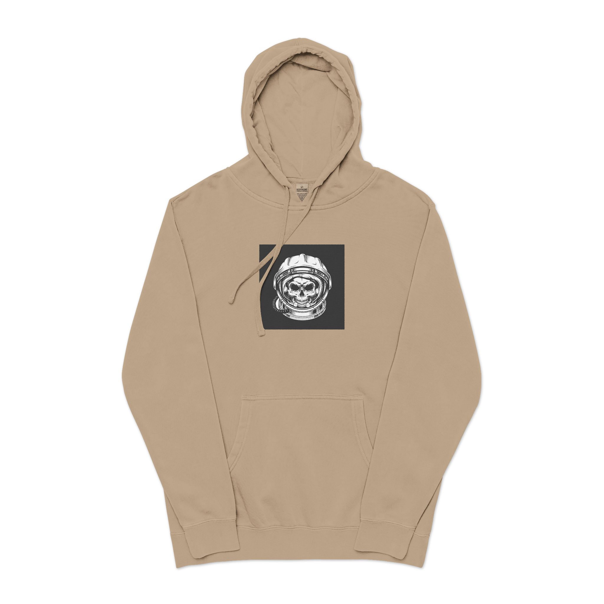 Vintage Astronaut Skull In Space Helmet Unisex Pigment Dyed Hoodie Embroidery - Image 5