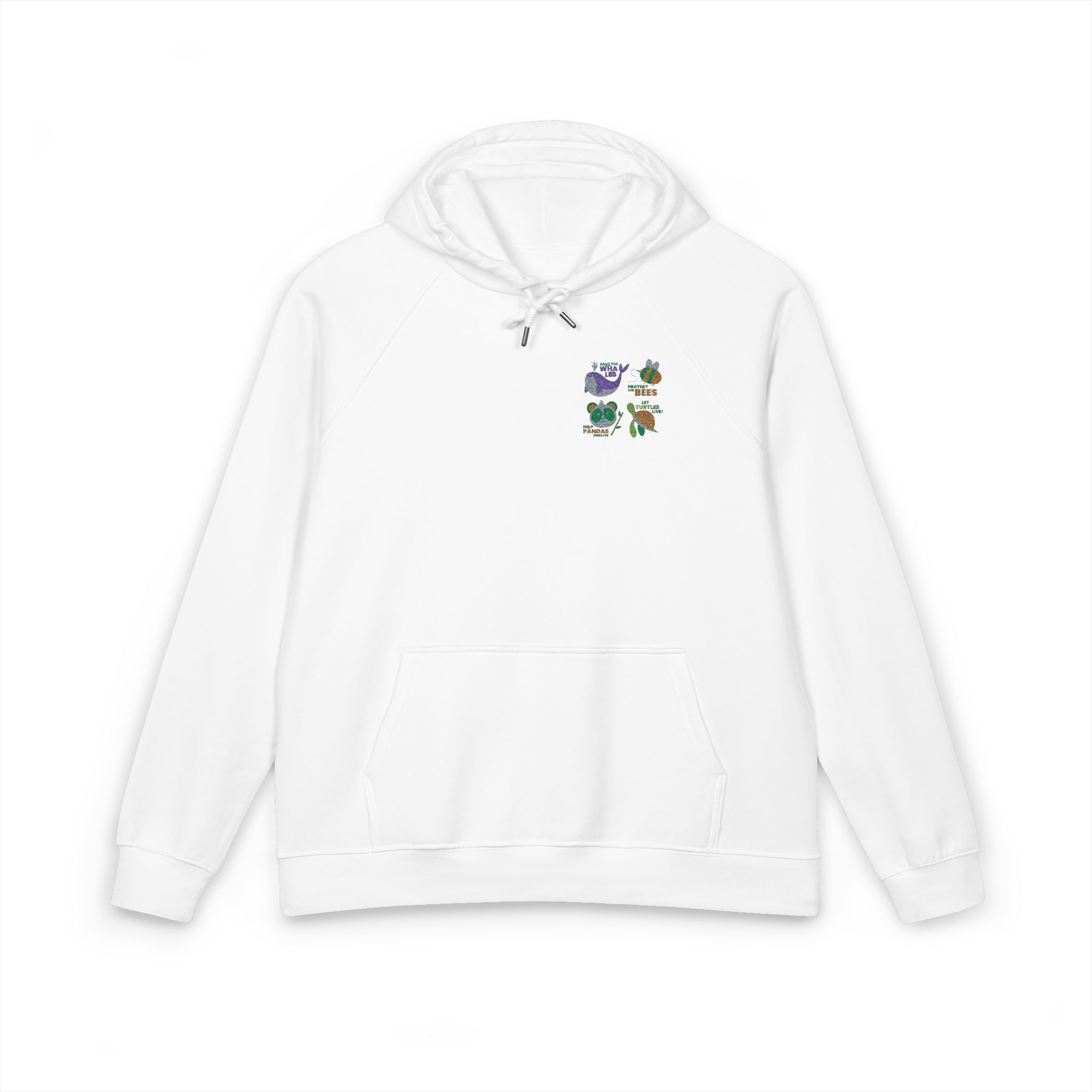 Hand Drawn Flat Design Ecology Badges 2 Unisex Eco Raglan Hoodie Embroidery