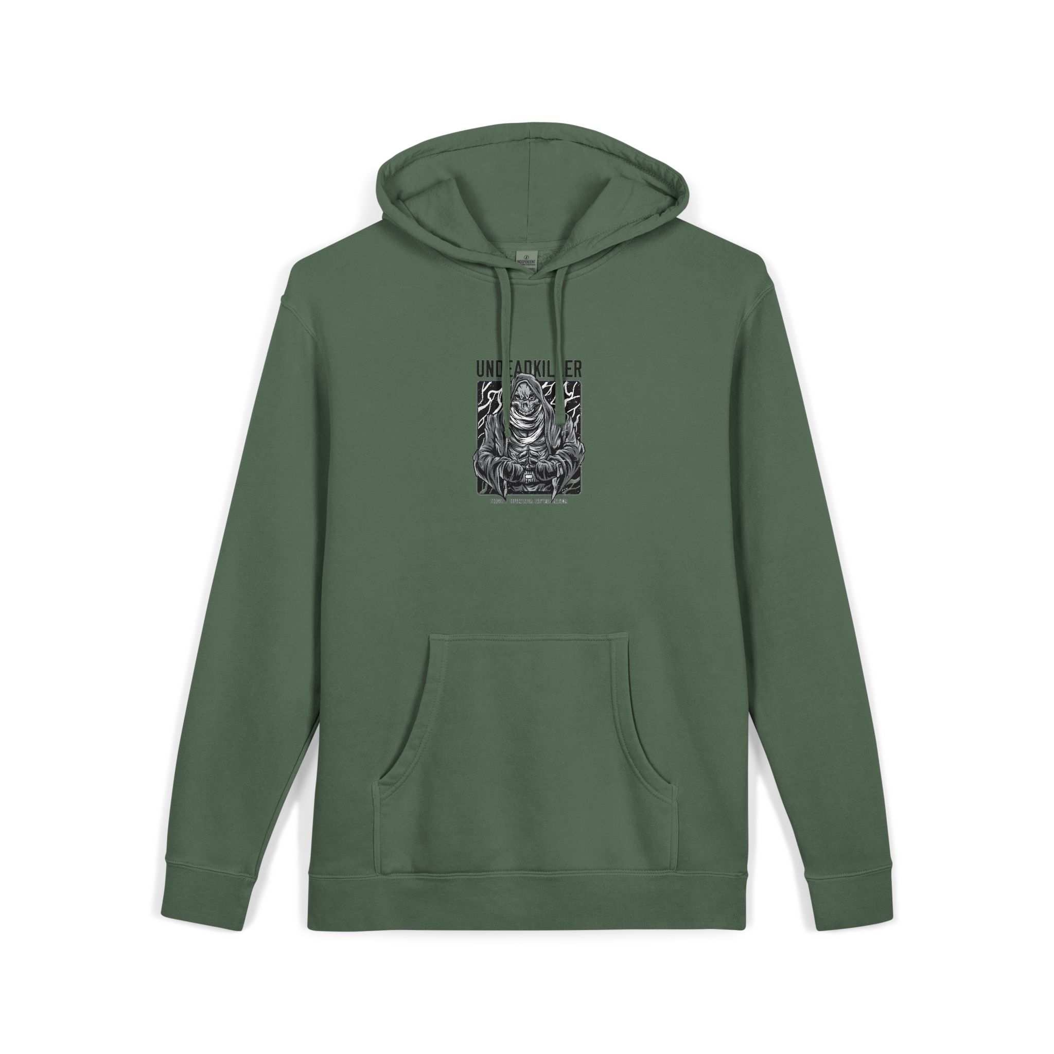 Undead Killer Black White Unisex Pigment Dyed Hoodie Embroidery - Image 15