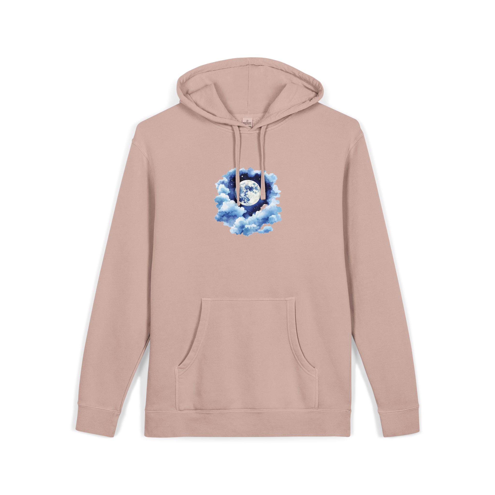 Watercolor Full Moon Clouds Elements Set Unisex Pigment Dyed Hoodie Embroidery - Image 3