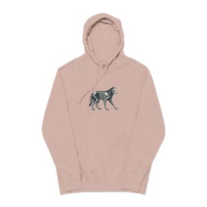Vector Wolf Skeleton Illustration Vintage Engraving Style Unisex Pigment Dyed Hoodie Embroidery