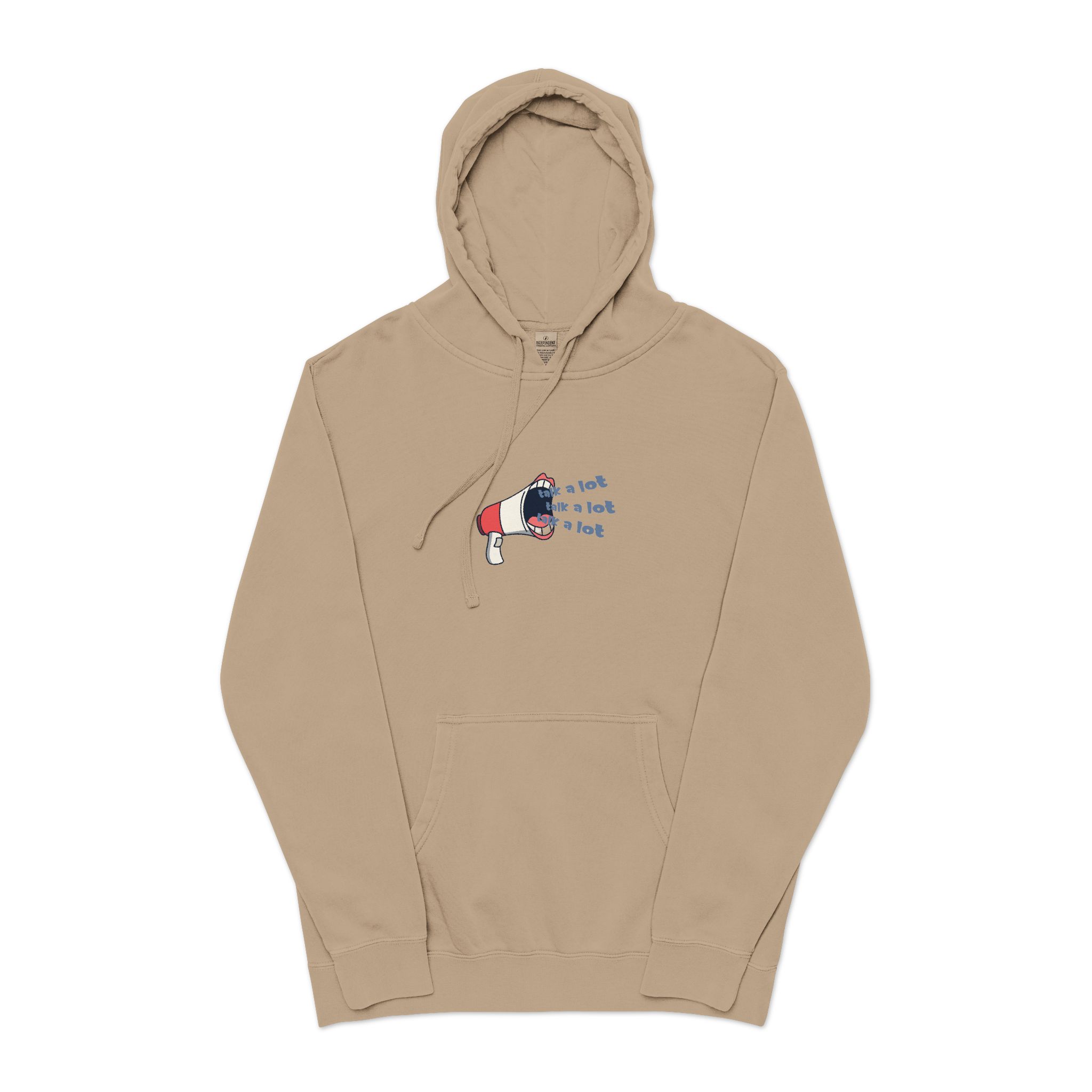 Talk A Lot Unisex Pigment Dyed Hoodie Embroidery - Image 5