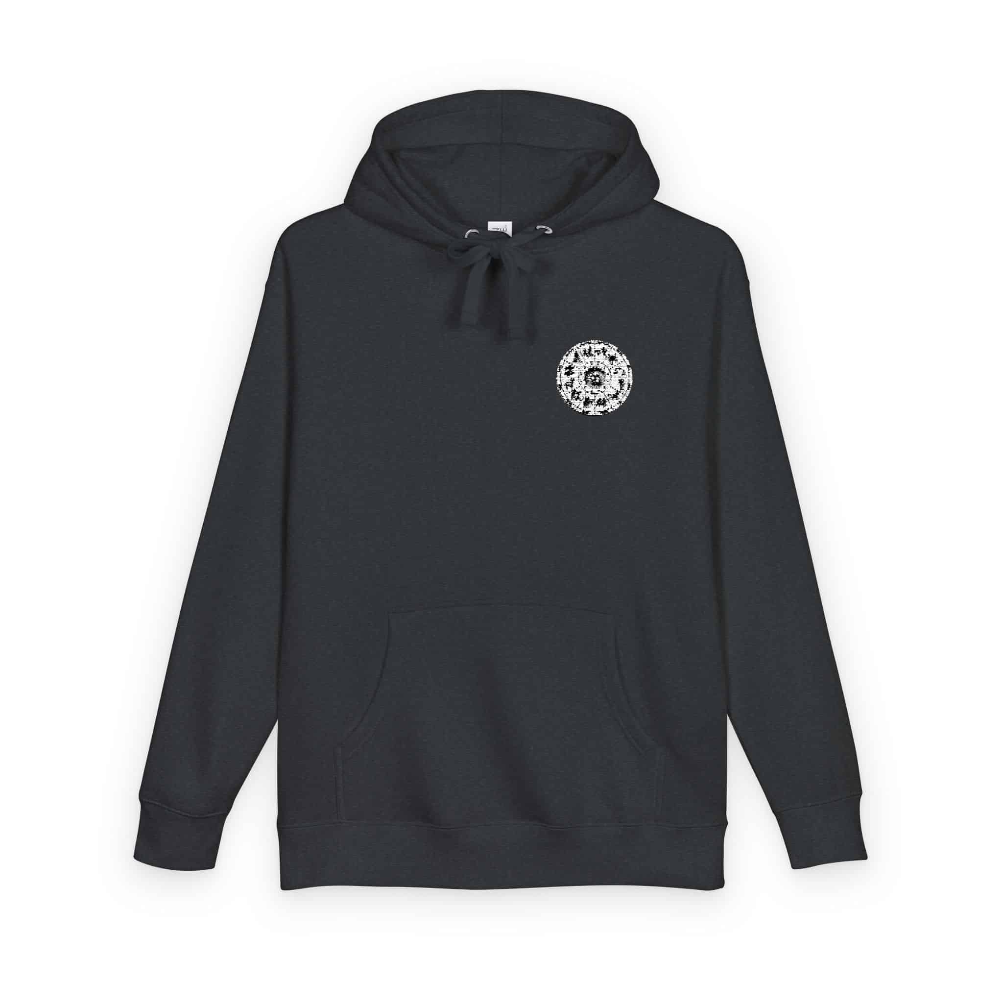 Zodiac Circle Horoscope Drawing Engraving Style Zodiac Wheel With Astrological Sy Unisex Fleece Hoodie - Image 26