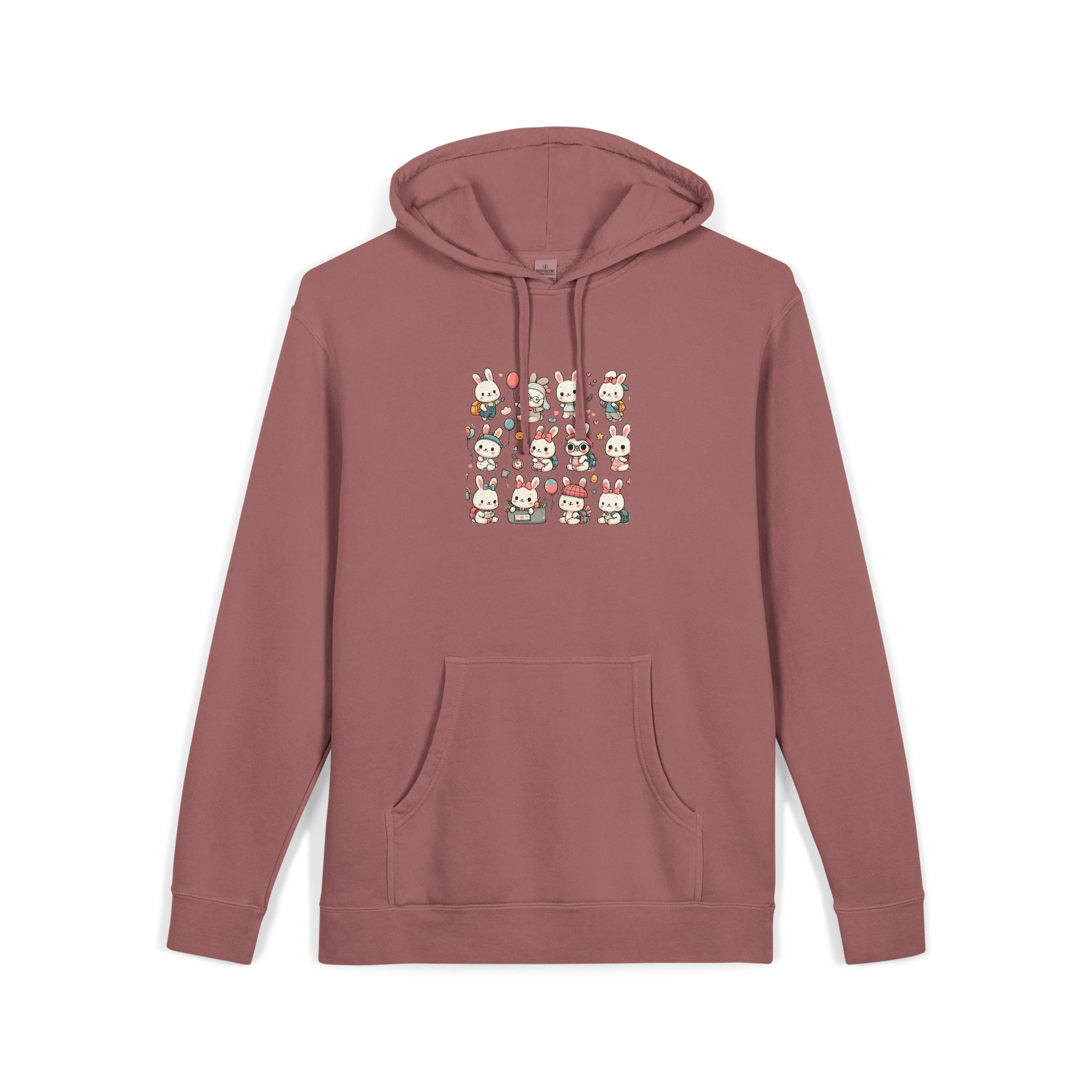 Vector Cartoon Rabbit Sits Field Flowers (1) Unisex Pigment Dyed Hoodie Embroidery - Image 31