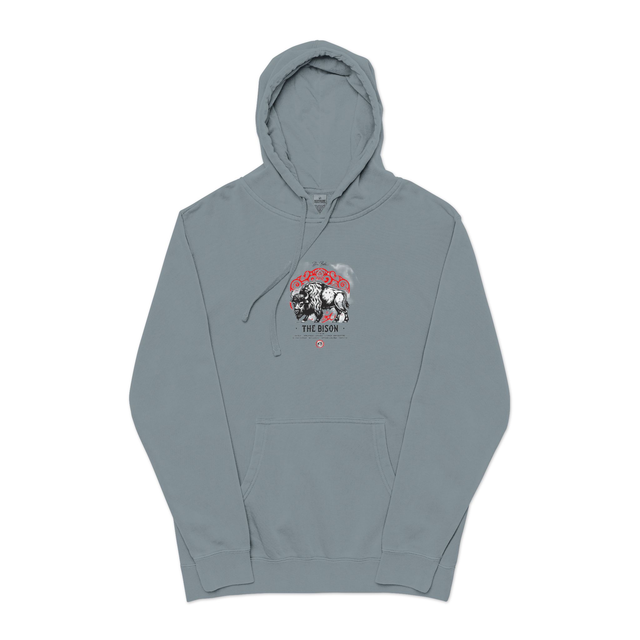 The Bison Unisex Pigment Dyed Hoodie Embroidery - Image 21