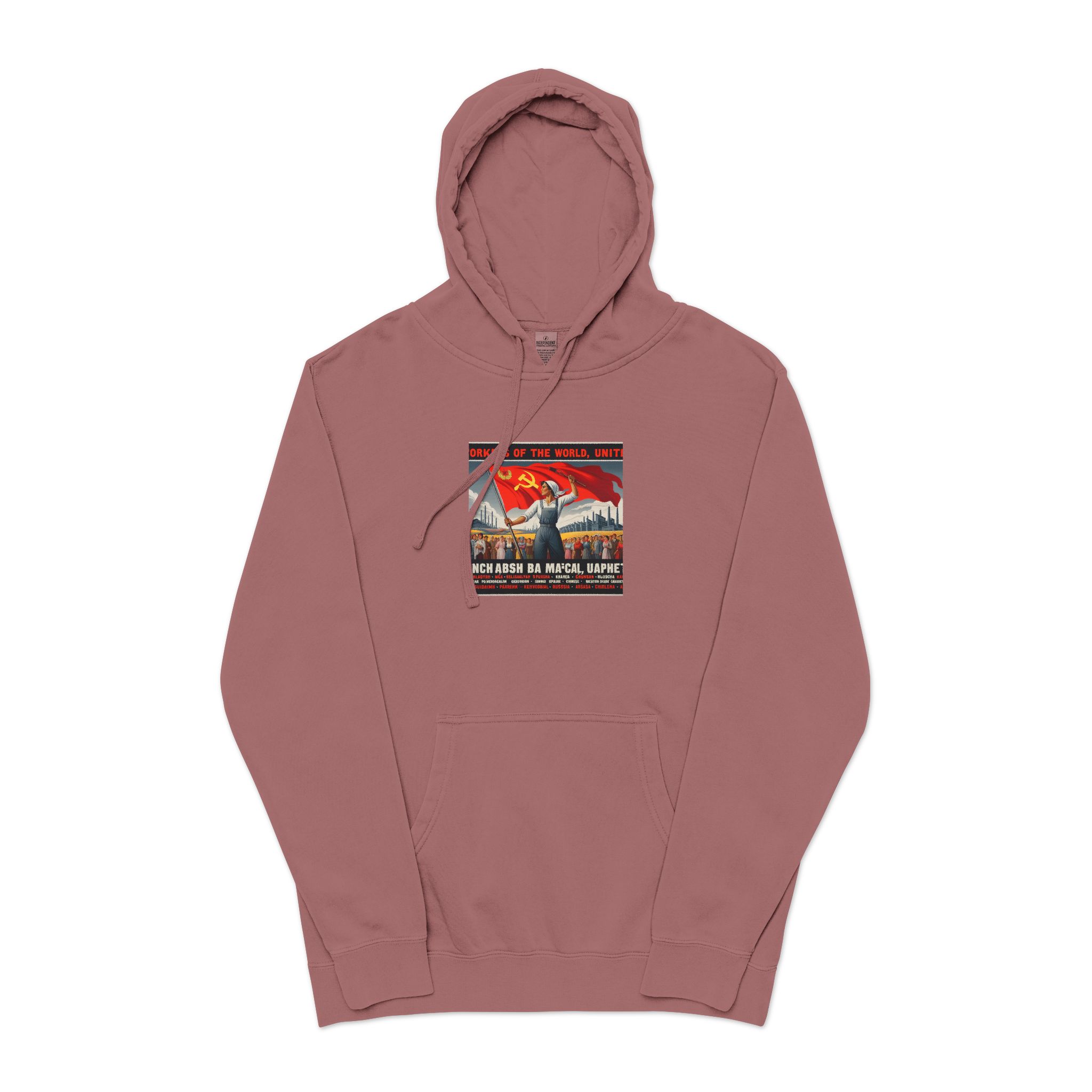 Workers of the World Unisex Pigment Dyed Hoodie Embroidery - Image 29