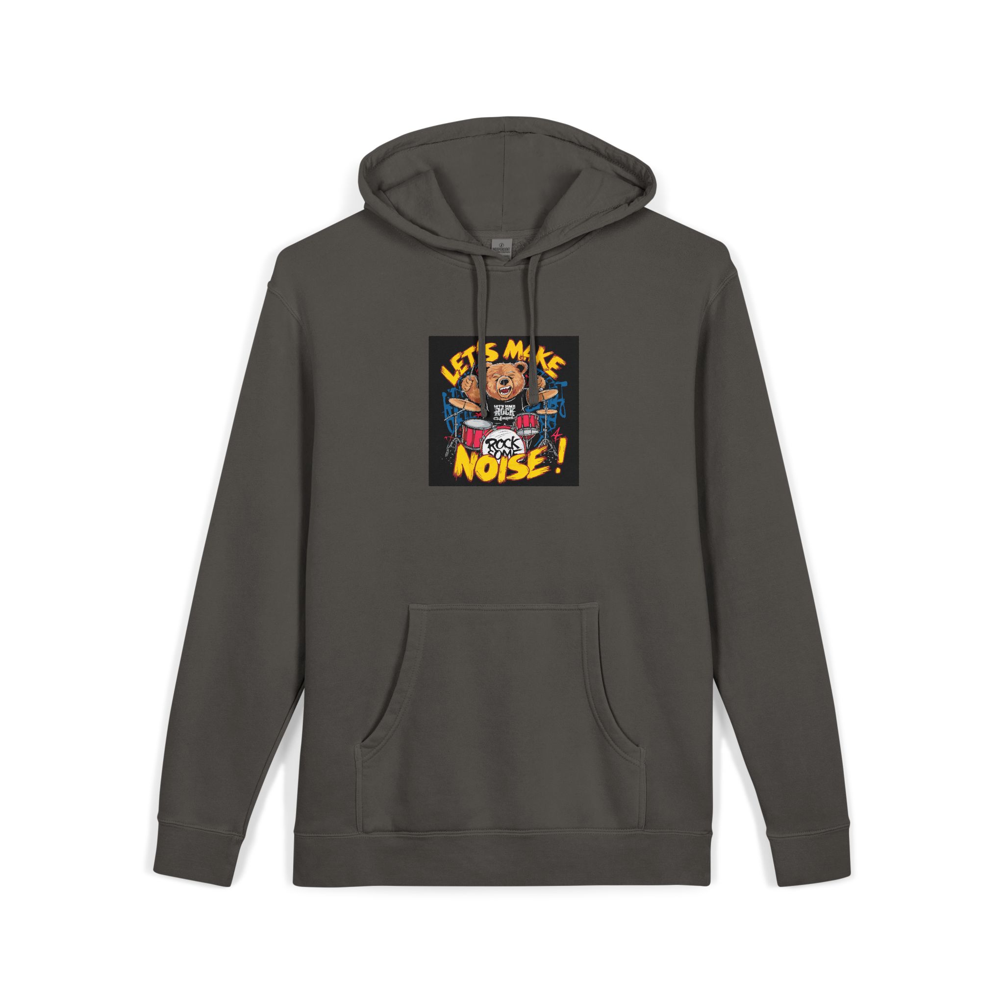 Vibrant Eyecatching Music Tshirt Design Featuring Bear Rocking Out Drum Set (1) Unisex Pigment Dyed Hoodie Embroidery - Image 27