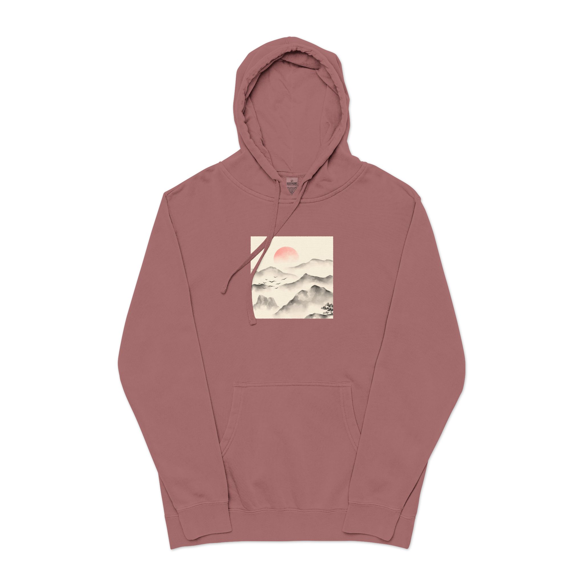 Watercolor Chinese Style Unisex Pigment Dyed Hoodie Embroidery - Image 29