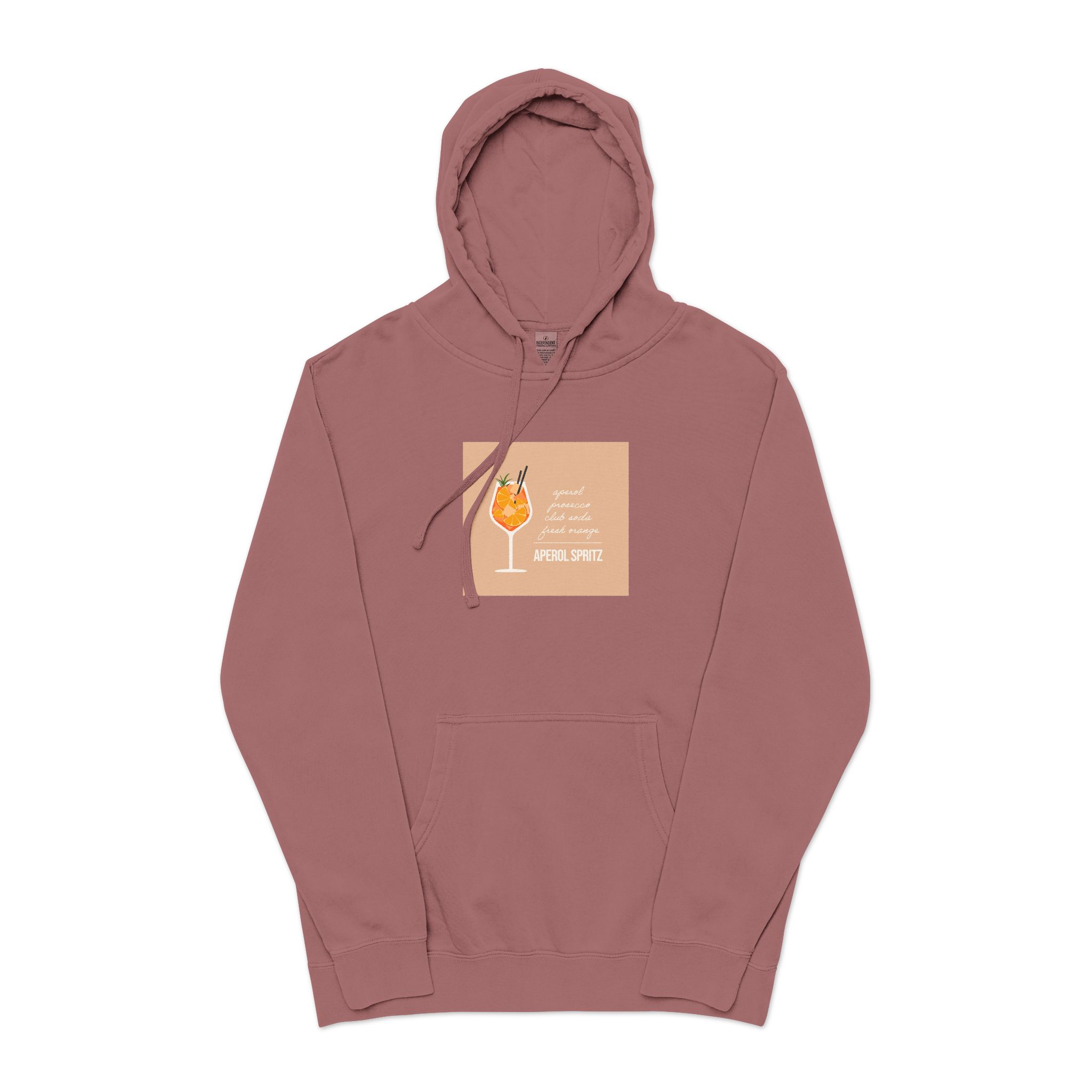 Vector Flat Illustration Modern Aperol Spritz Recipe Unisex Pigment Dyed Hoodie Embroidery - Image 29