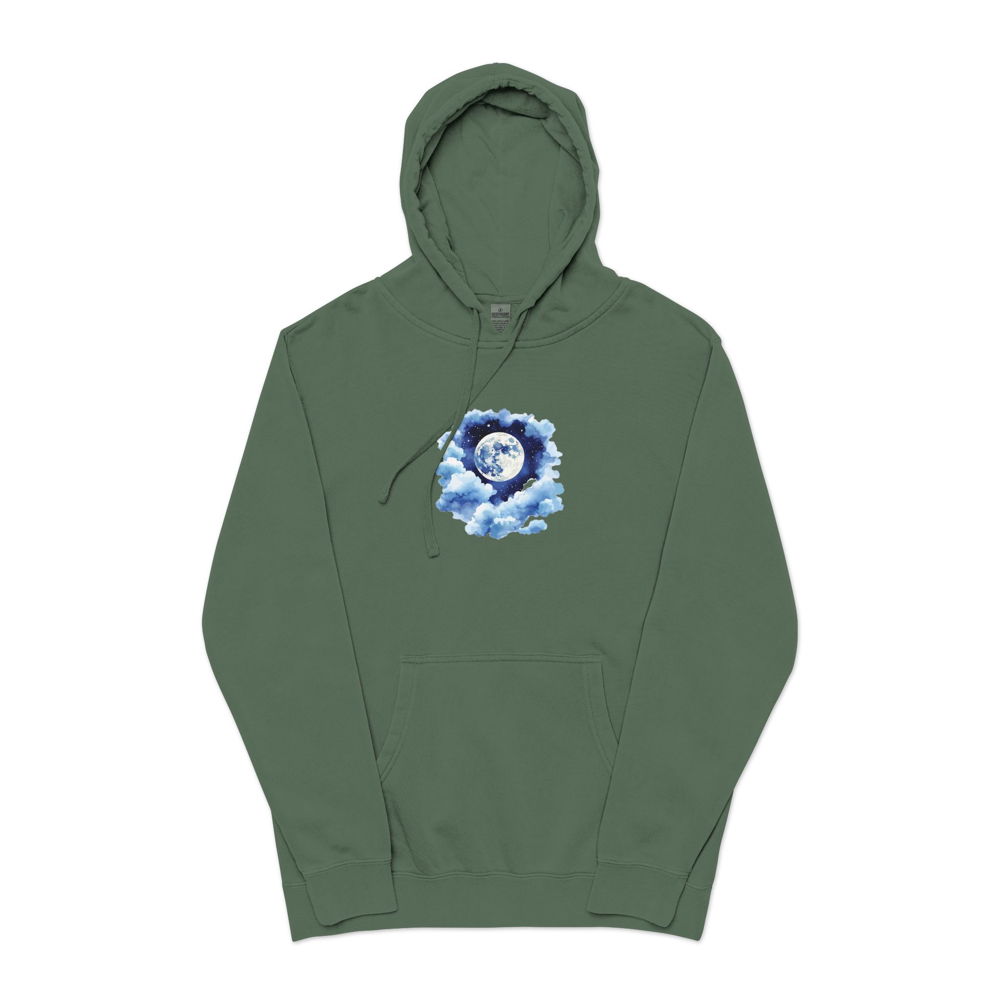 Watercolor Full Moon Clouds Elements Set Unisex Pigment Dyed Hoodie Embroidery - Image 13