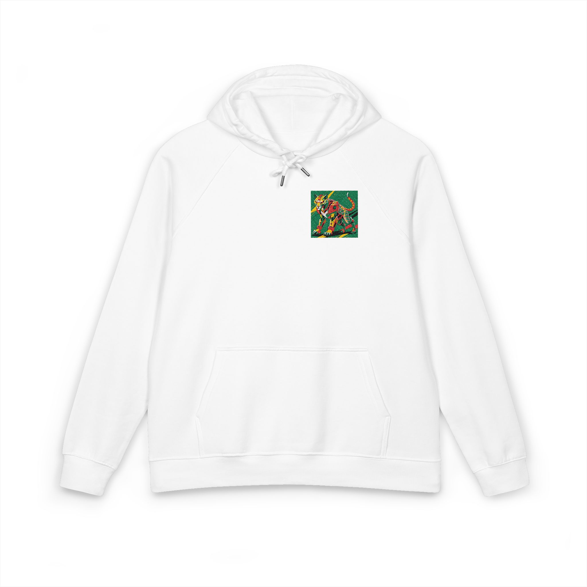 Drawing Cat With Red Tail Unisex Eco Raglan Hoodie Embroidery