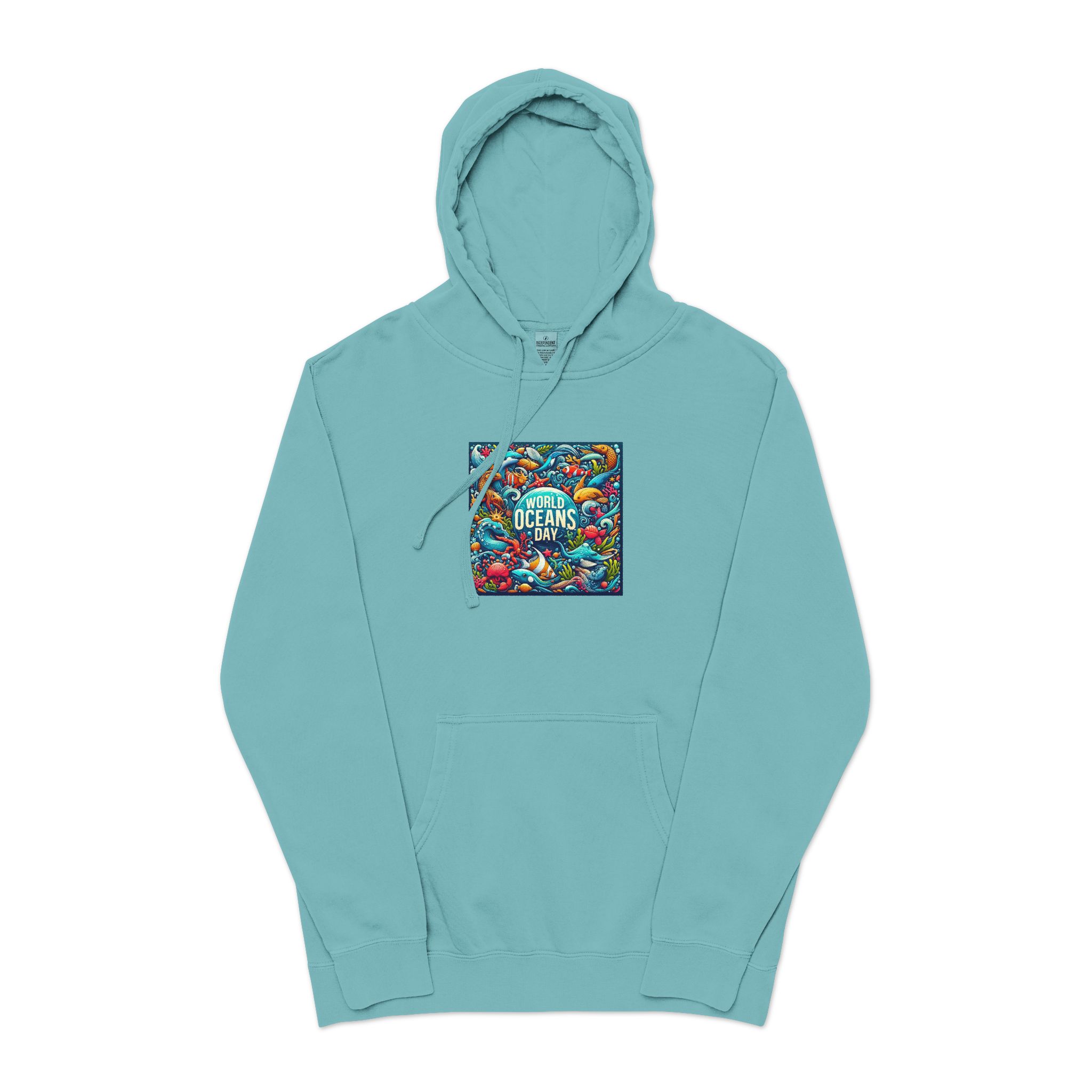 World Oceans Day Unisex Pigment Dyed Hoodie Embroidery - Image 9