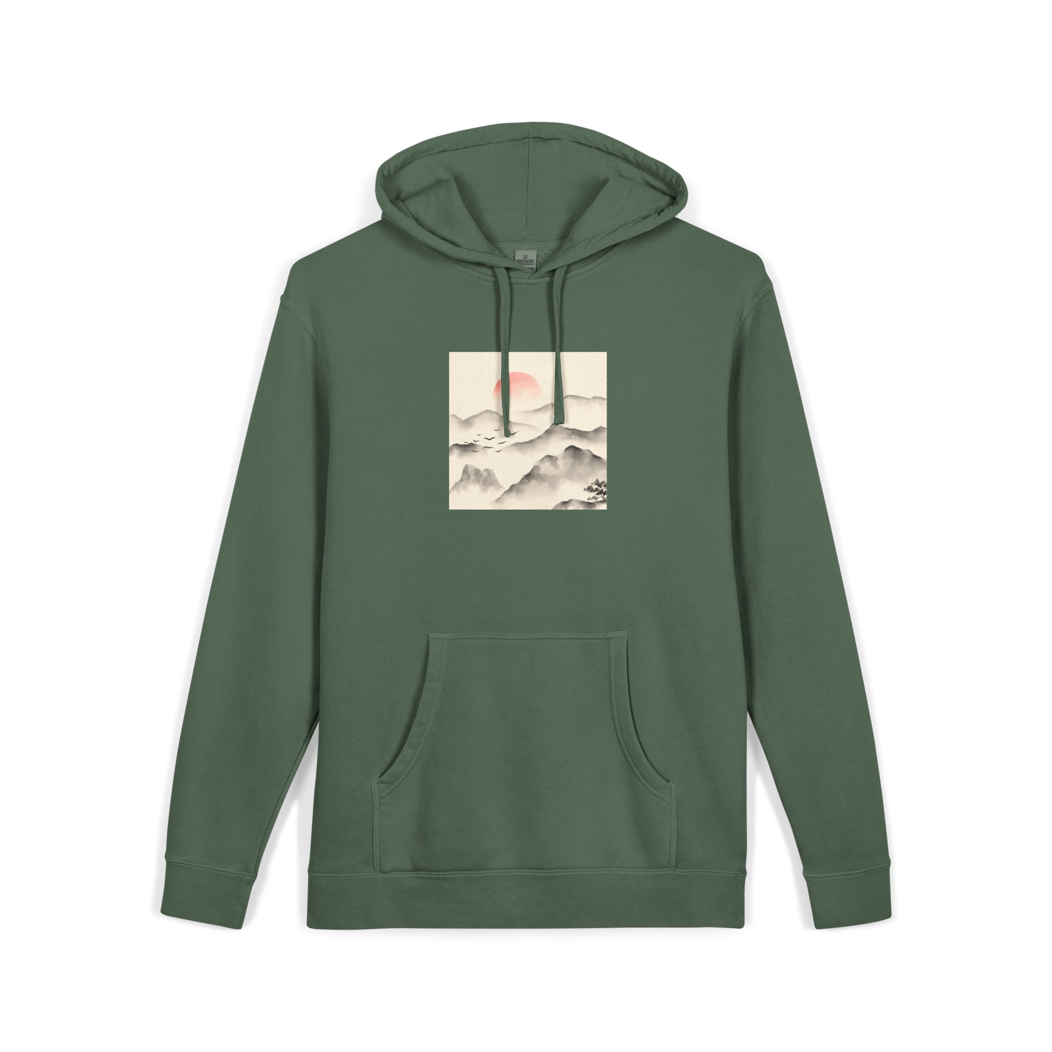 Watercolor Chinese Style Unisex Pigment Dyed Hoodie Embroidery - Image 15