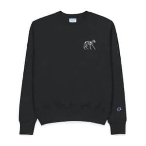 Vector Wolf Skeleton Illustration Vintage Engraving Style Mens Champion Crewneck Sweatshirt