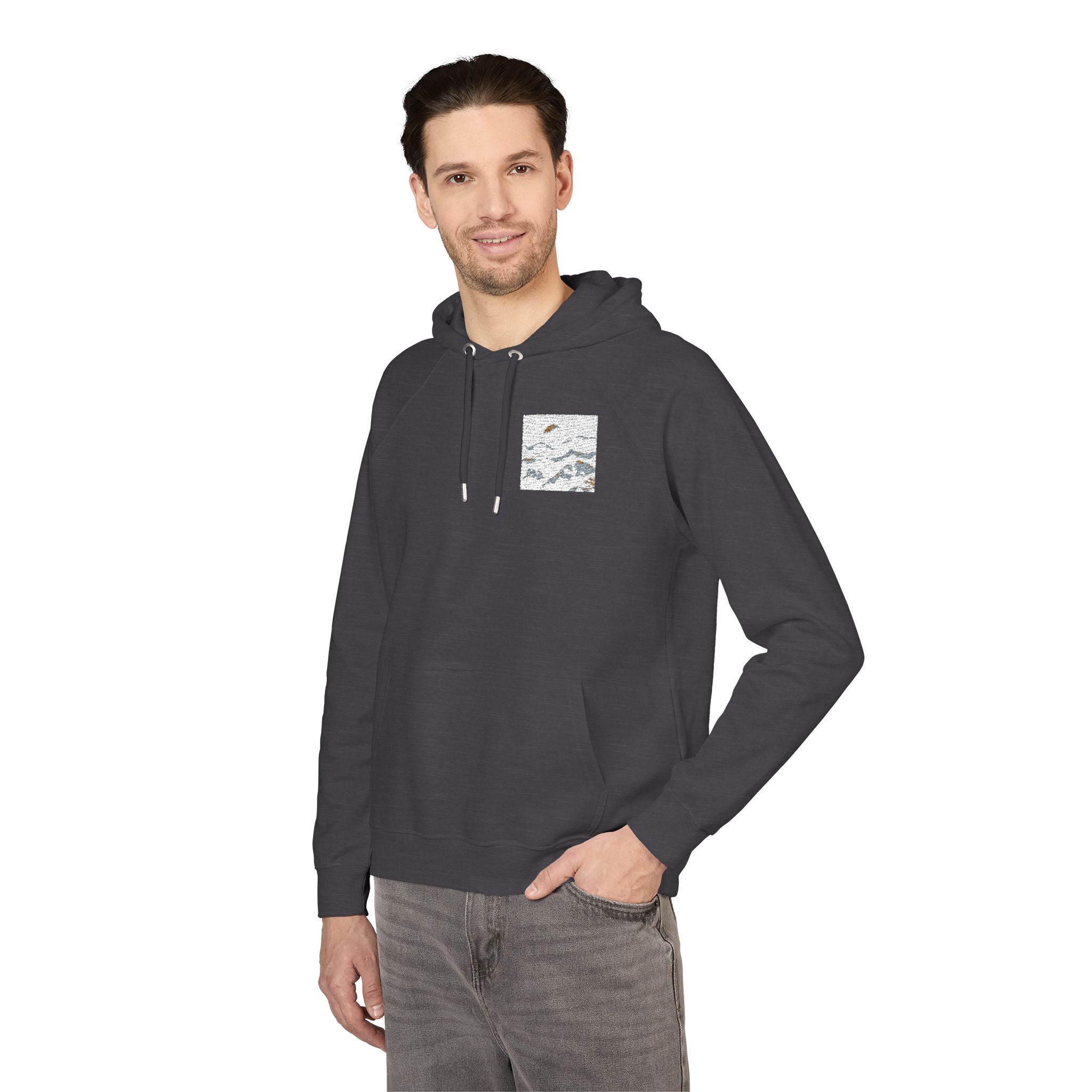 Watercolor Chinese Style Unisex Eco Raglan Hoodie Embroidery - Image 12