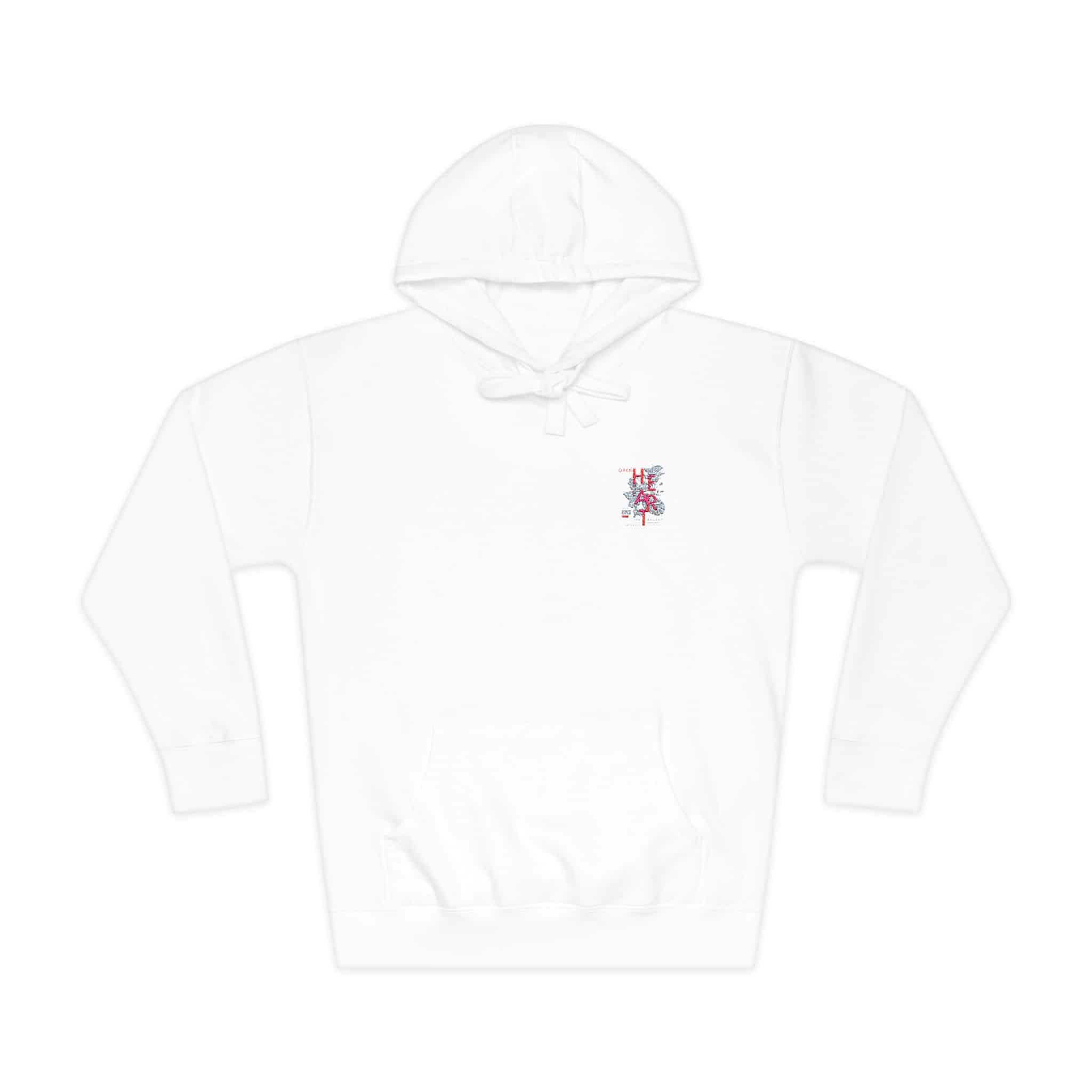 Open Your Heart Slogan With Black White Flowers Illustration Unisex Fleece Hoodie
