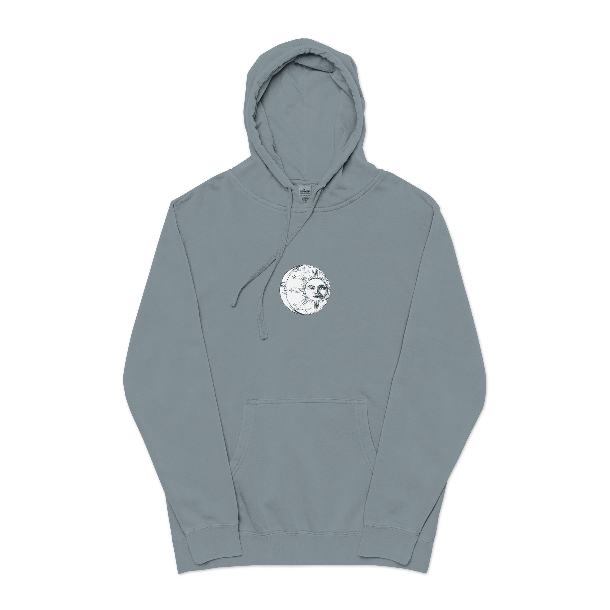 Sun Crescent Engraving Unisex Pigment Dyed Hoodie Embroidery - Image 21