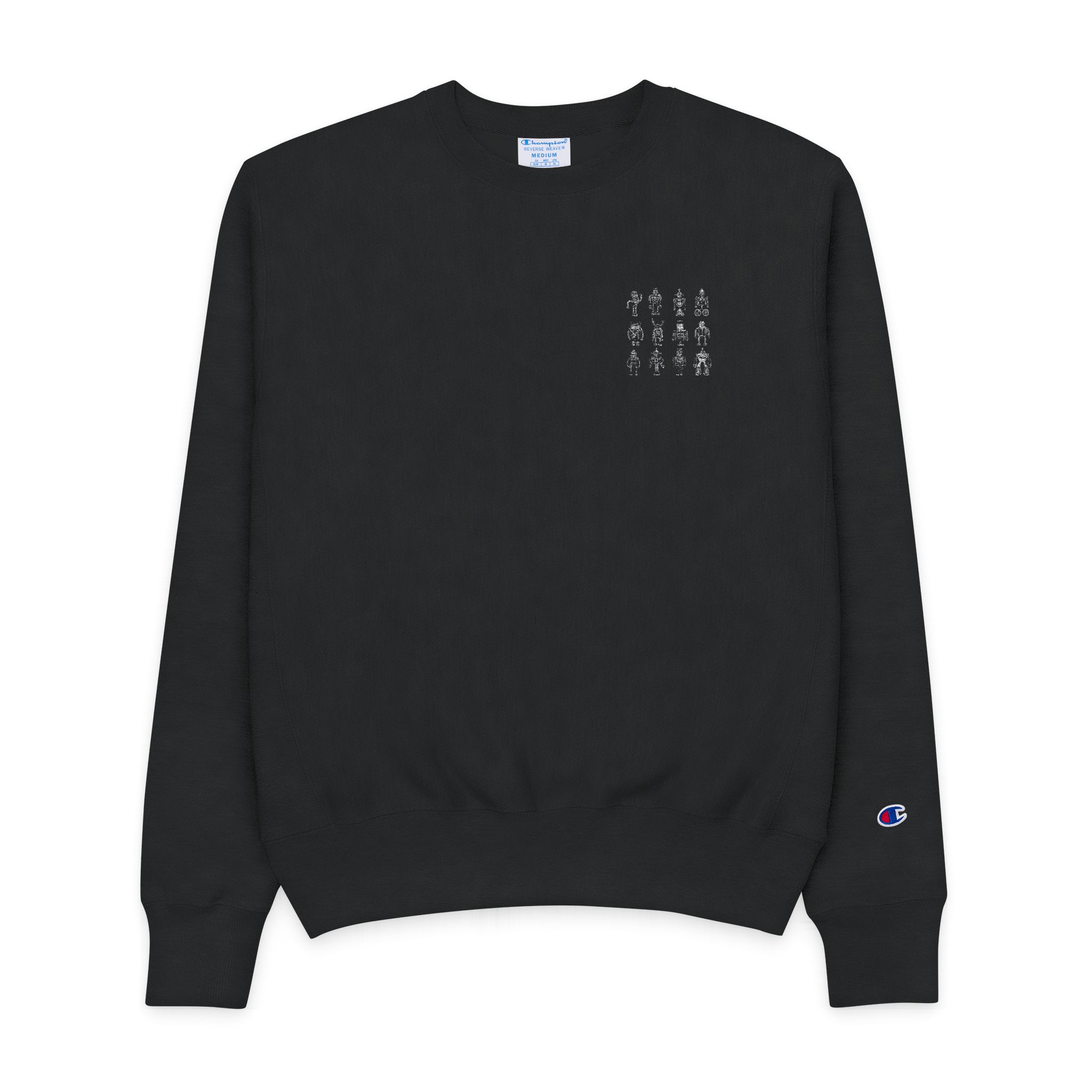 Robots Doodle Stile Black Icons Set Mens Champion Crewneck Sweatshirt