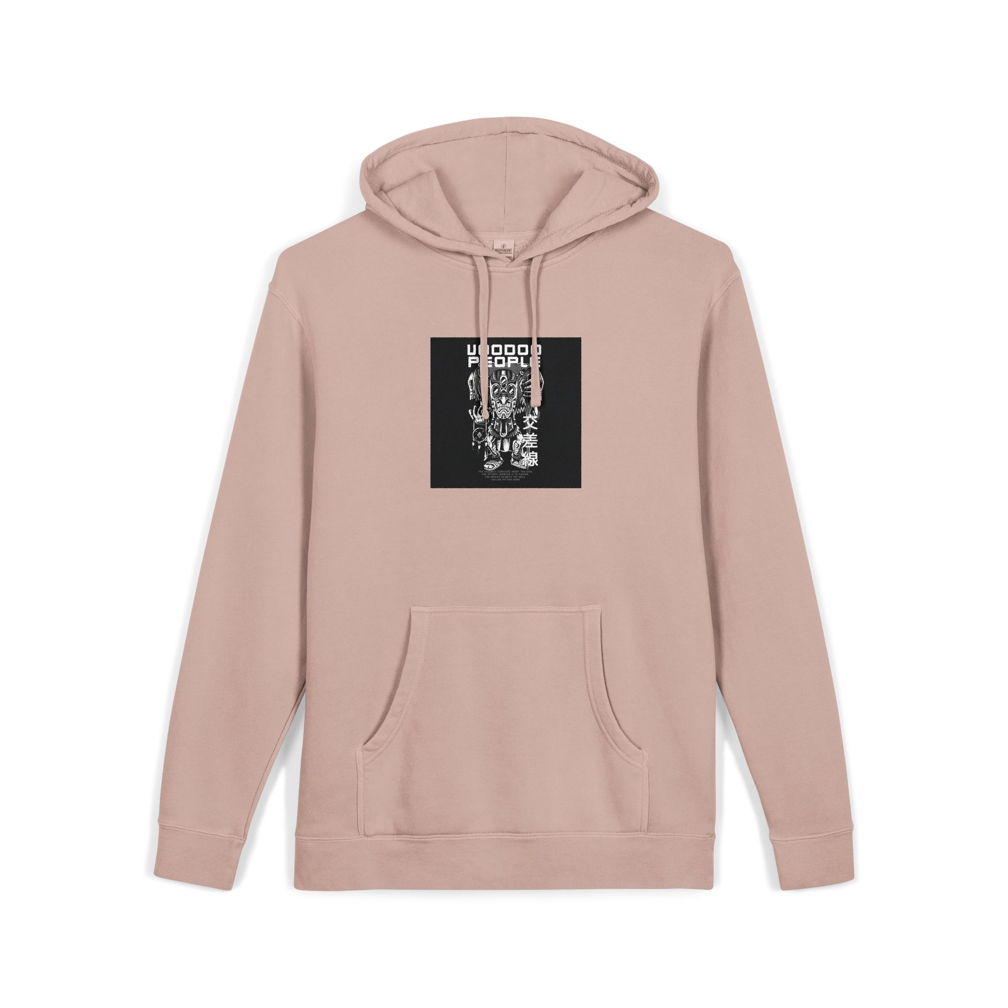Voodoo People Black White Unisex Pigment Dyed Hoodie Embroidery - Image 3