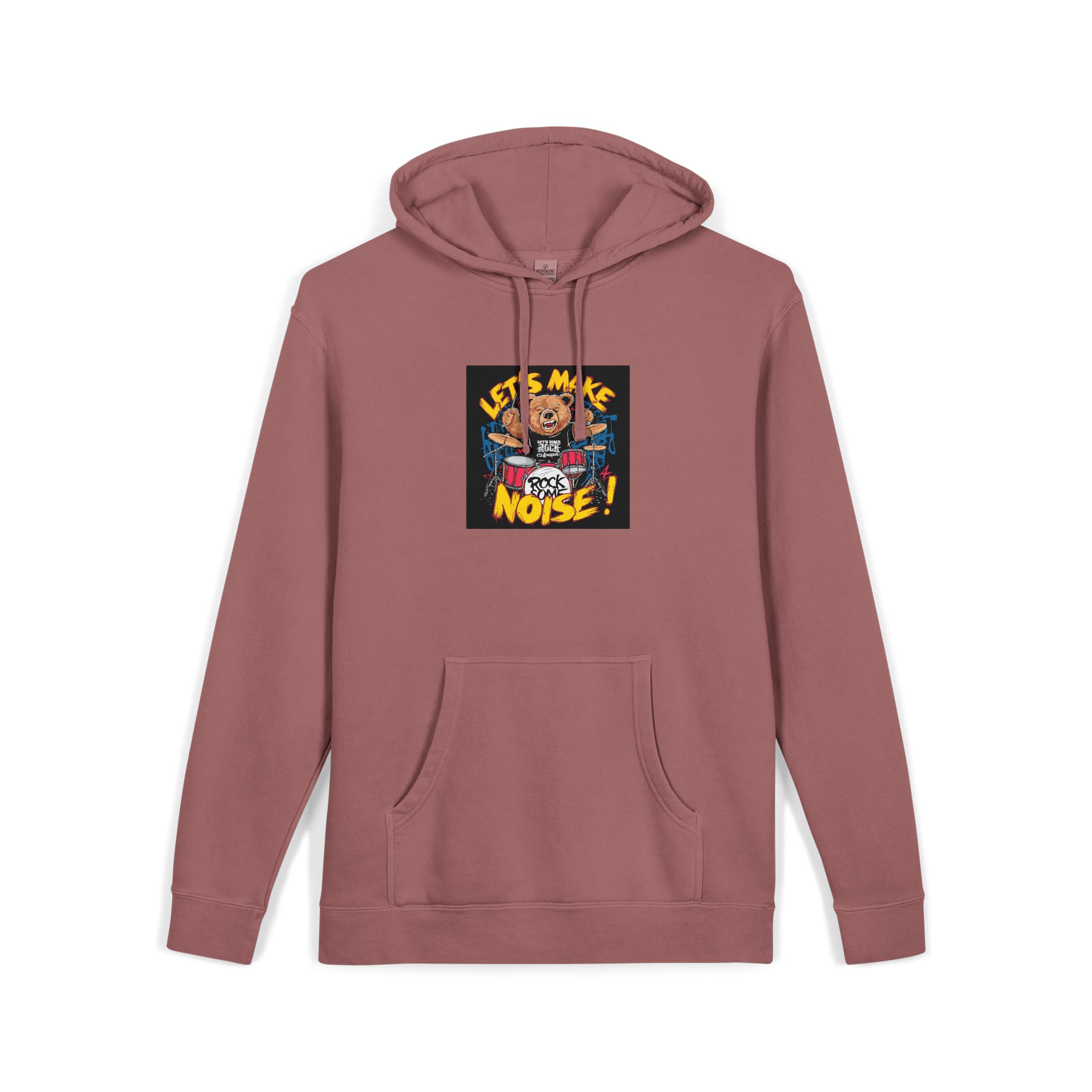 Vibrant Eyecatching Music Tshirt Design Featuring Bear Rocking Out Drum Set (1) Unisex Pigment Dyed Hoodie Embroidery - Image 31