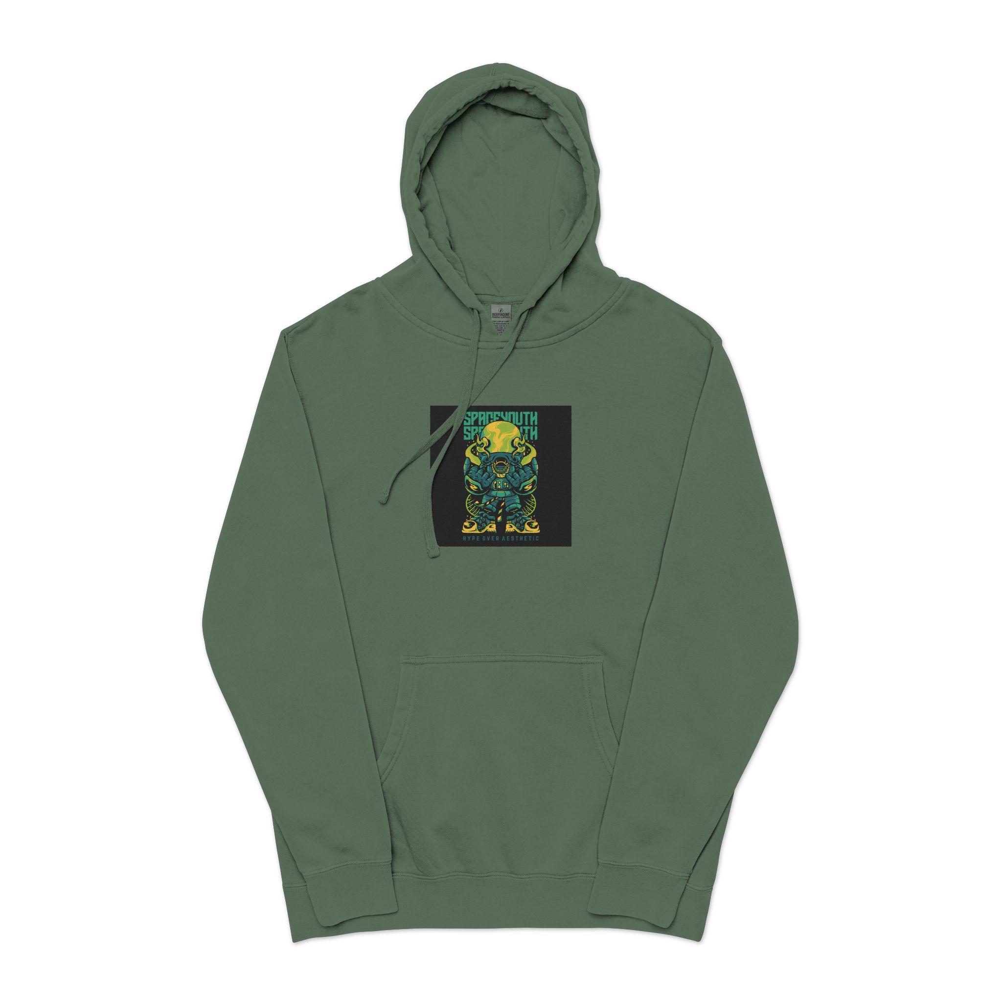 Spaceyouth Unisex Pigment Dyed Hoodie Embroidery - Image 13