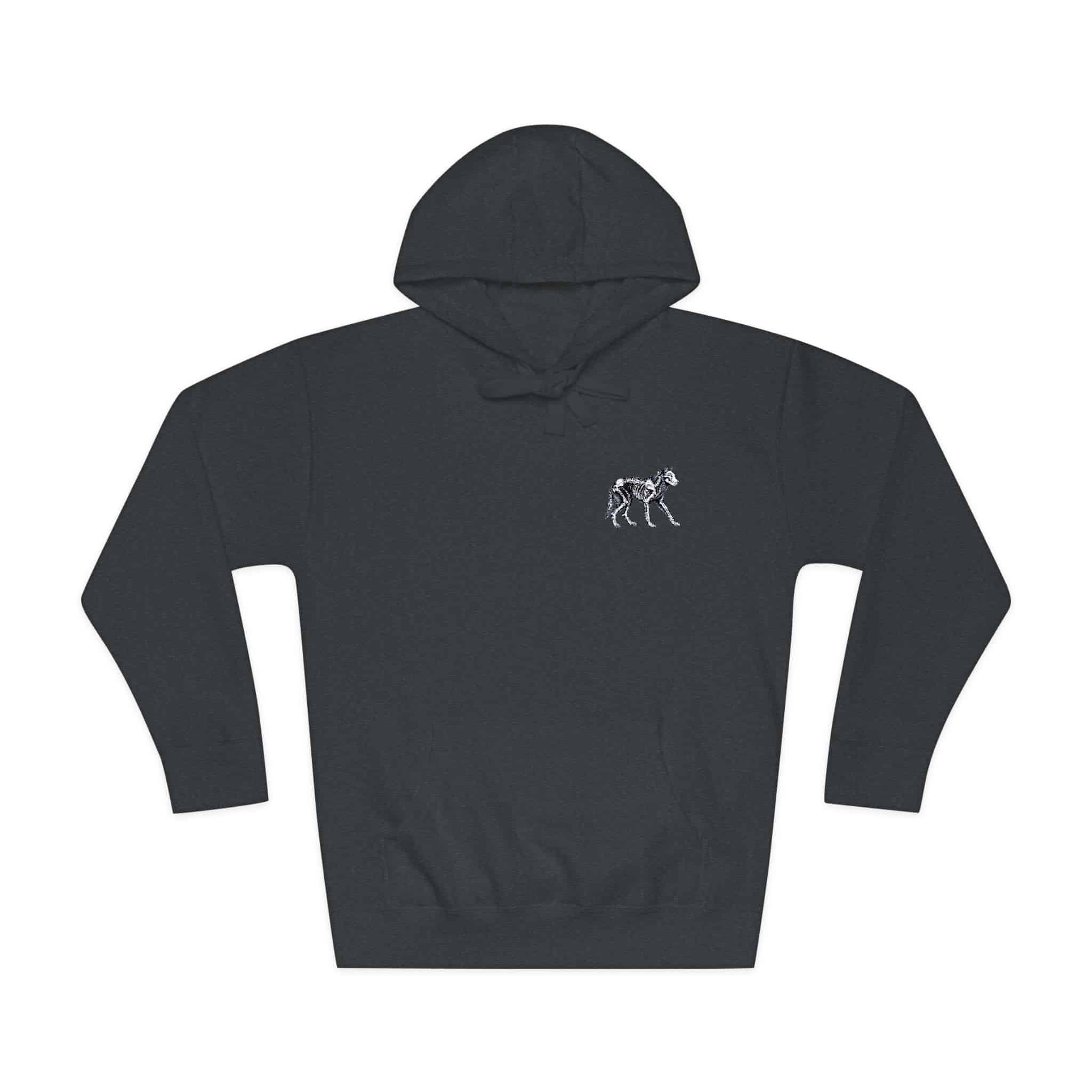 Vector Wolf Skeleton Illustration Vintage Engraving Style Unisex Fleece Hoodie - Image 25