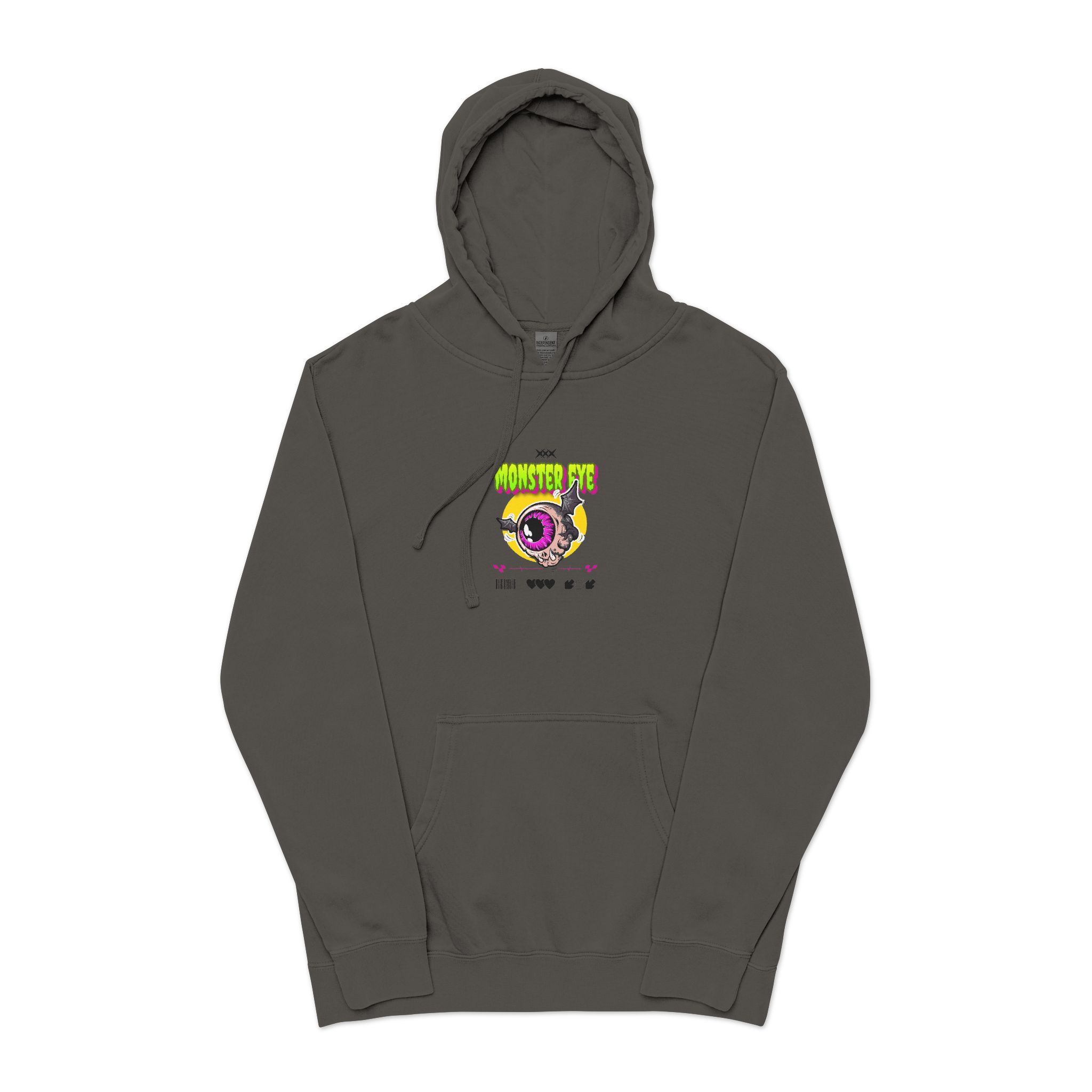 Typography Tshirt Design Monster Eye Unisex Pigment Dyed Hoodie Embroidery - Image 25