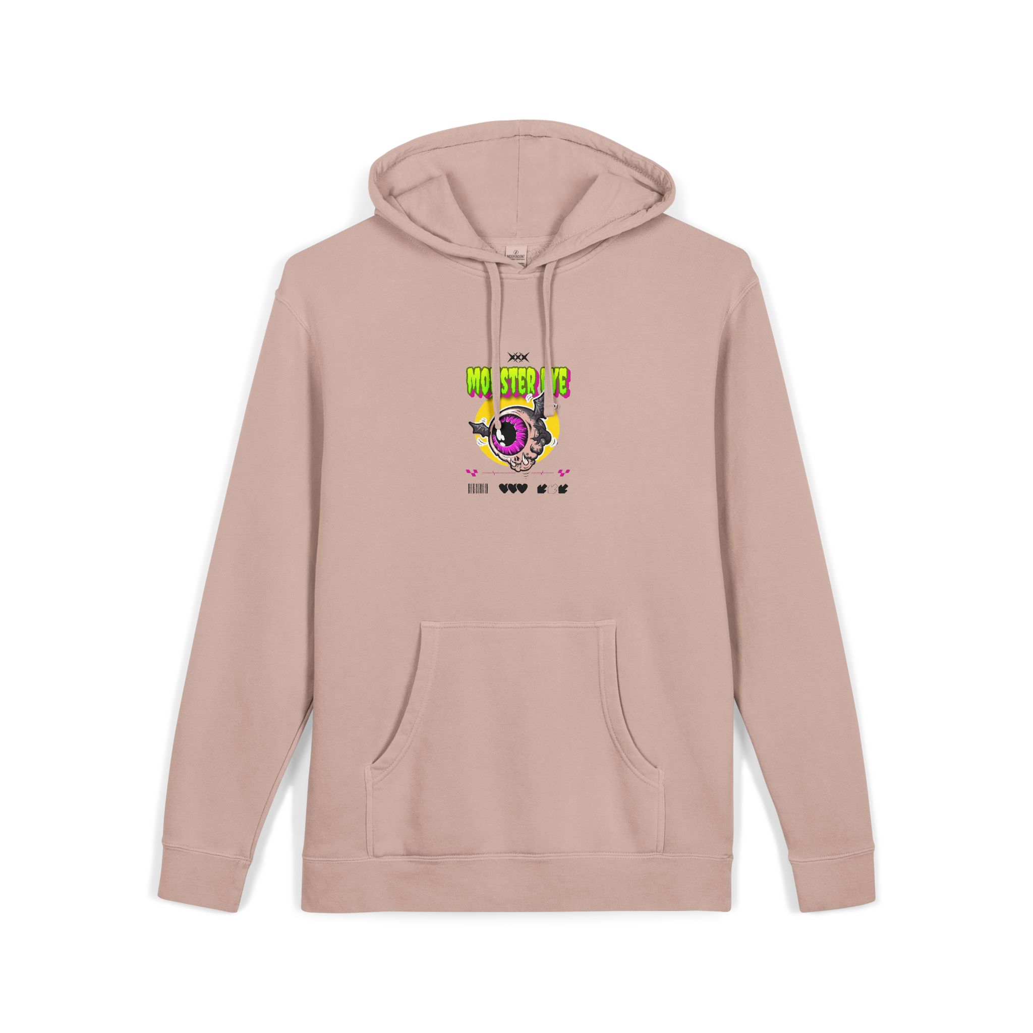 Typography Tshirt Design Monster Eye Unisex Pigment Dyed Hoodie Embroidery - Image 3