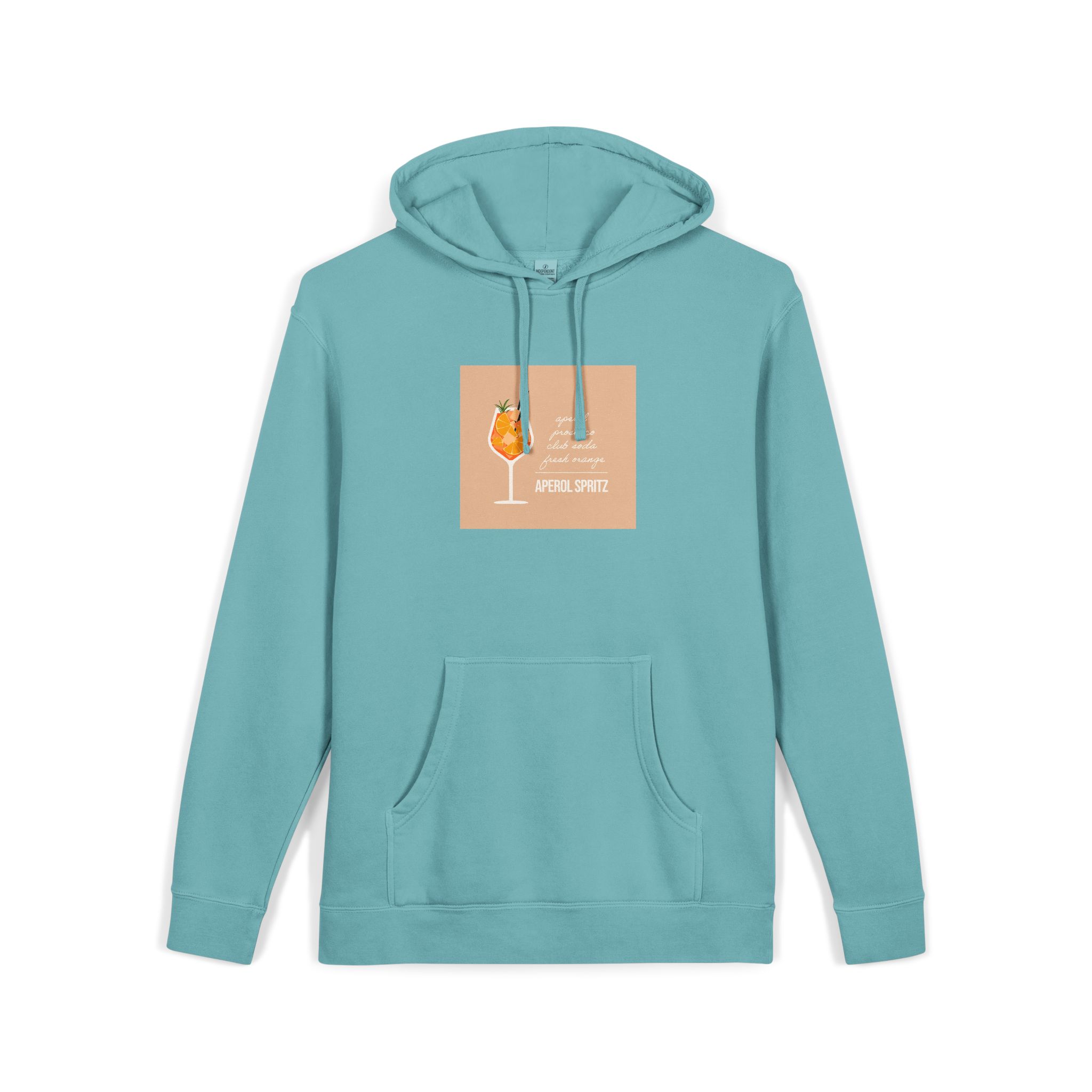 Vector Flat Illustration Modern Aperol Spritz Recipe Unisex Pigment Dyed Hoodie Embroidery - Image 11
