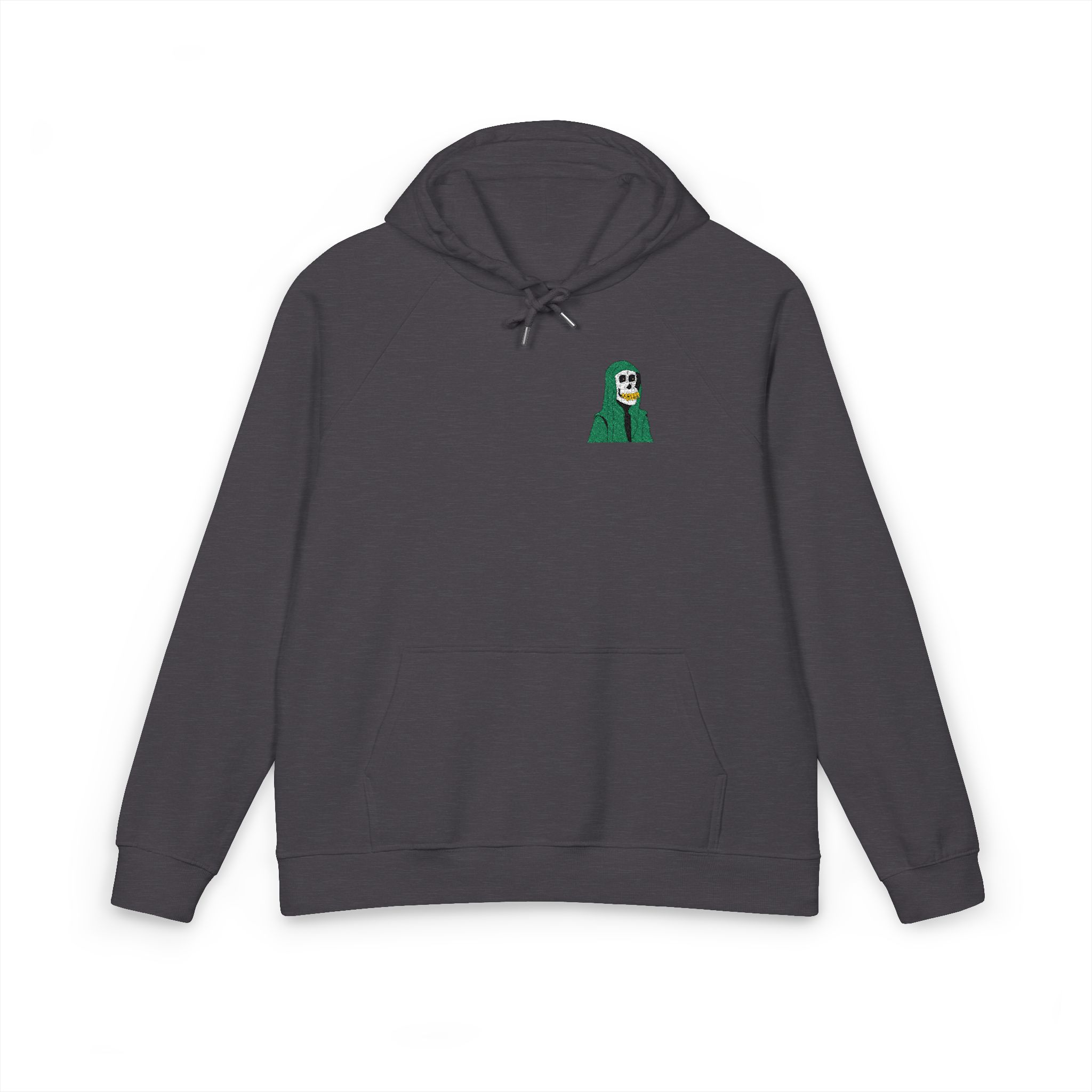 Skull Unisex Eco Raglan Hoodie Embroidery - Image 9
