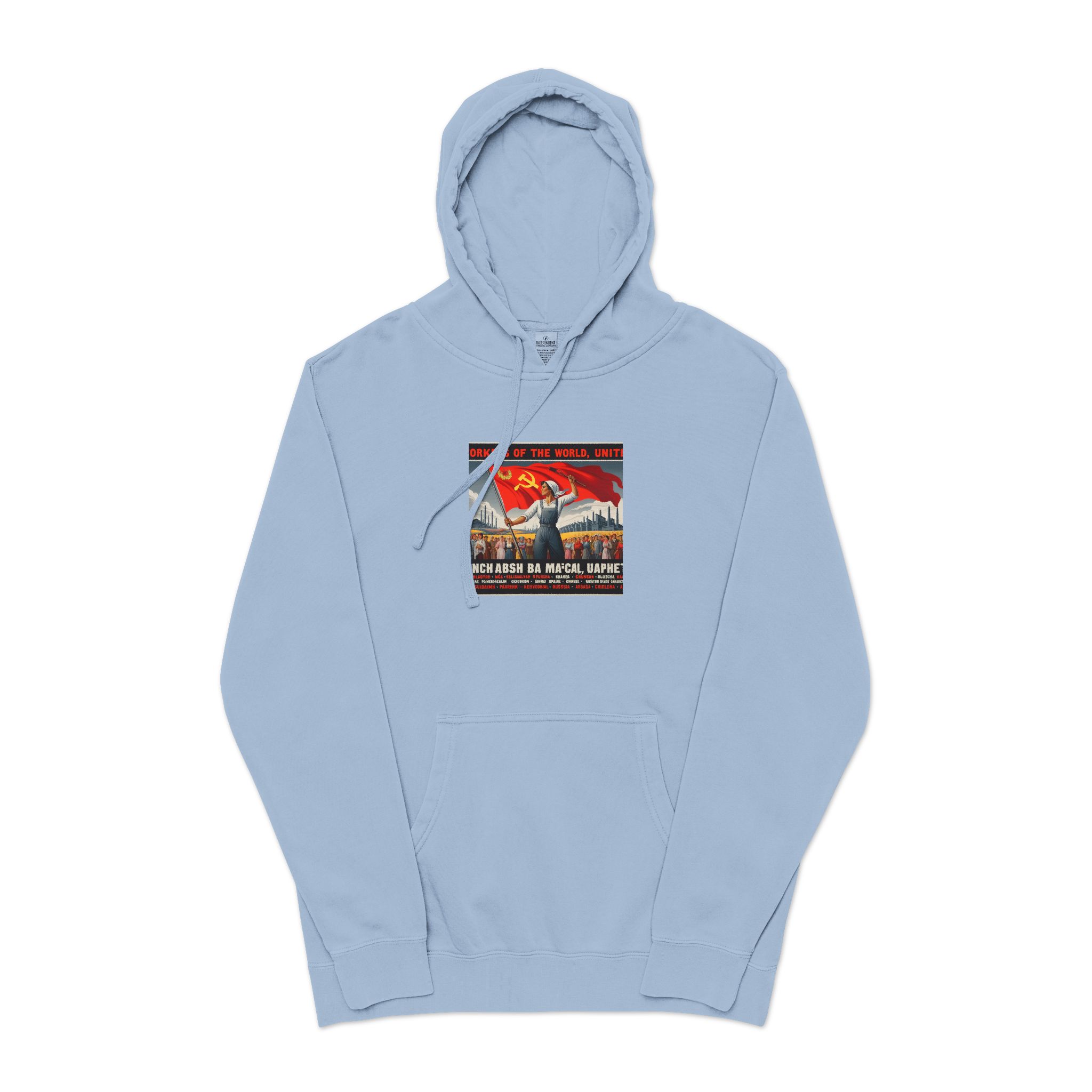 Workers of the World Unisex Pigment Dyed Hoodie Embroidery - Image 17
