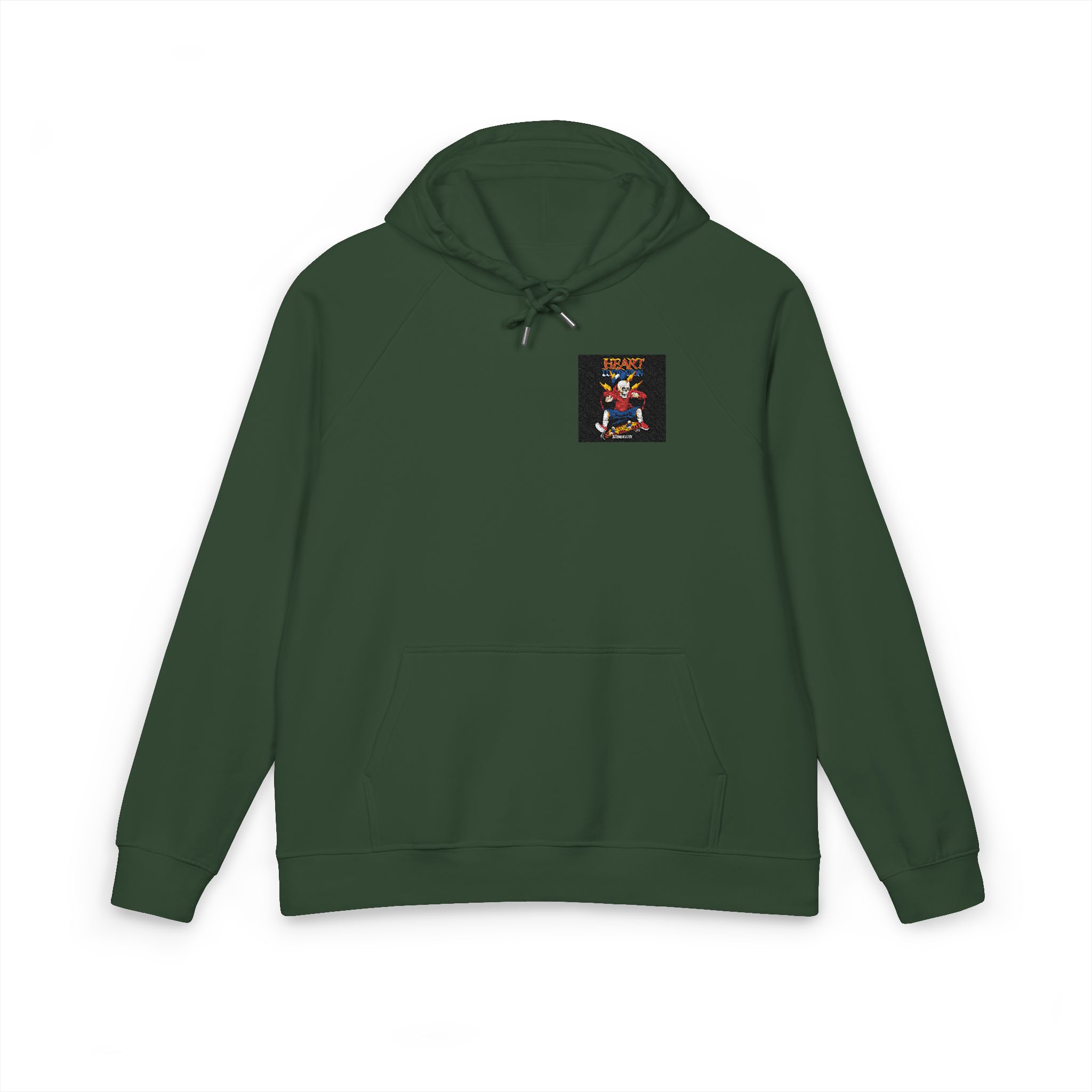 Skateboarding Skull With Text Unisex Eco Raglan Hoodie Embroidery - Image 13