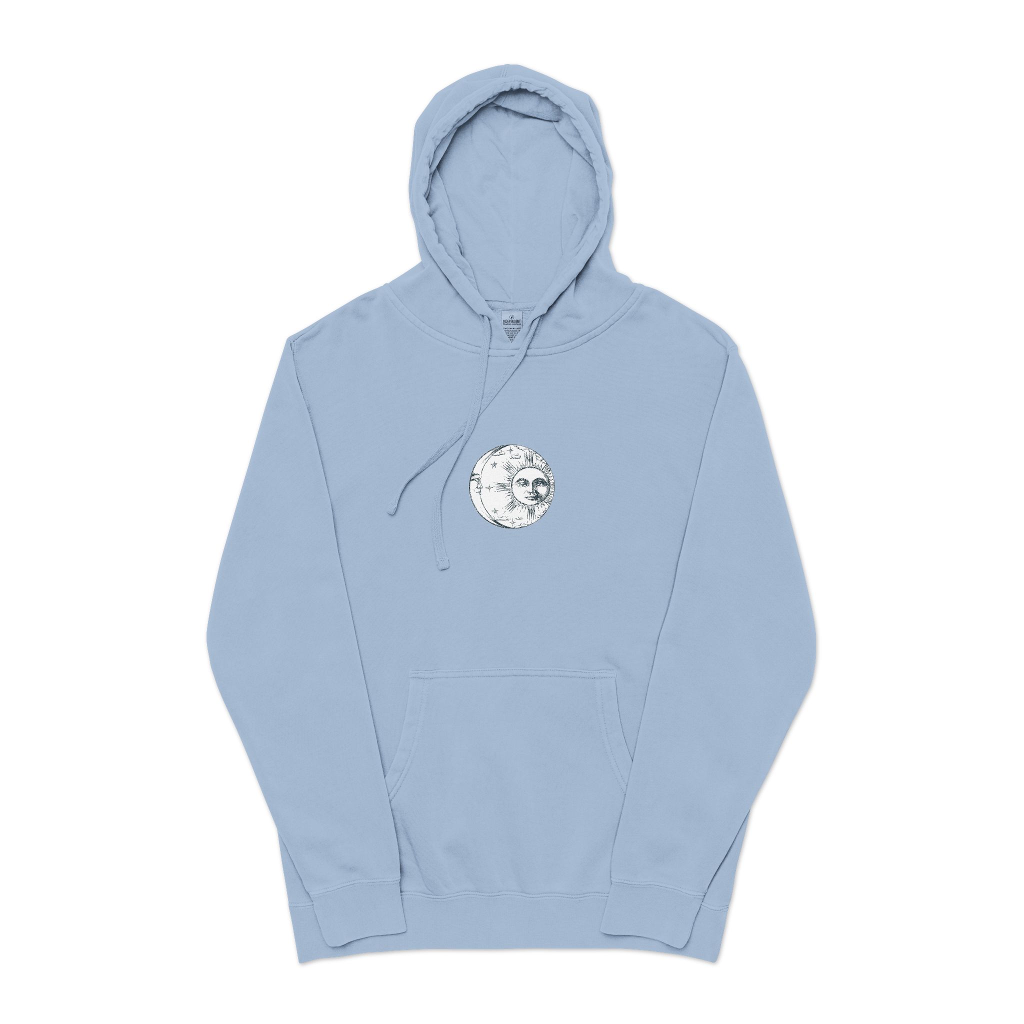 Sun Crescent Engraving Unisex Pigment Dyed Hoodie Embroidery - Image 17
