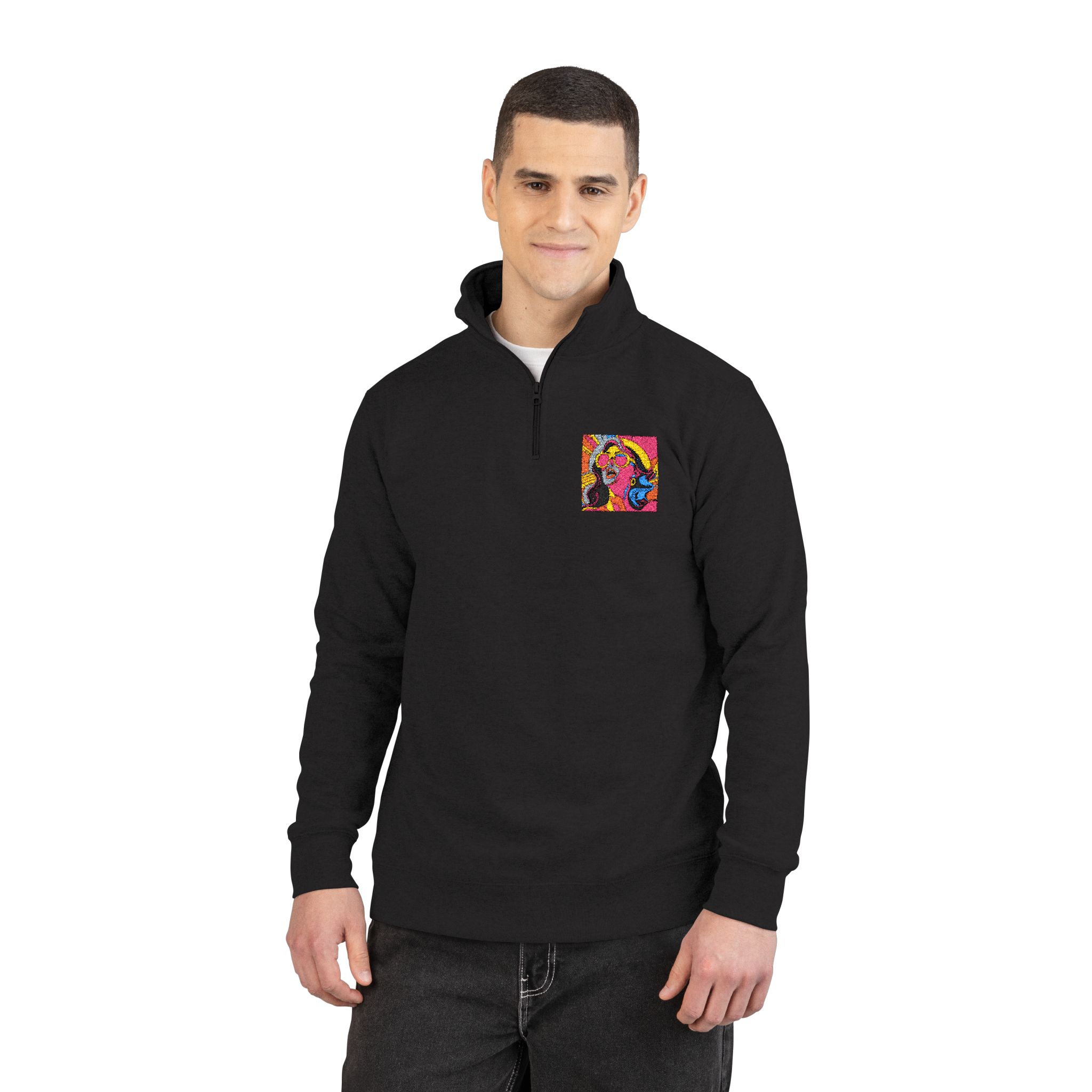 Enthusiastic Woman Party Free Place Studio and Sun Unisex Fleece Pullover Embroidery - Image 3