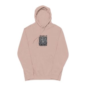 Undead Killer Black White Unisex Pigment Dyed Hoodie Embroidery