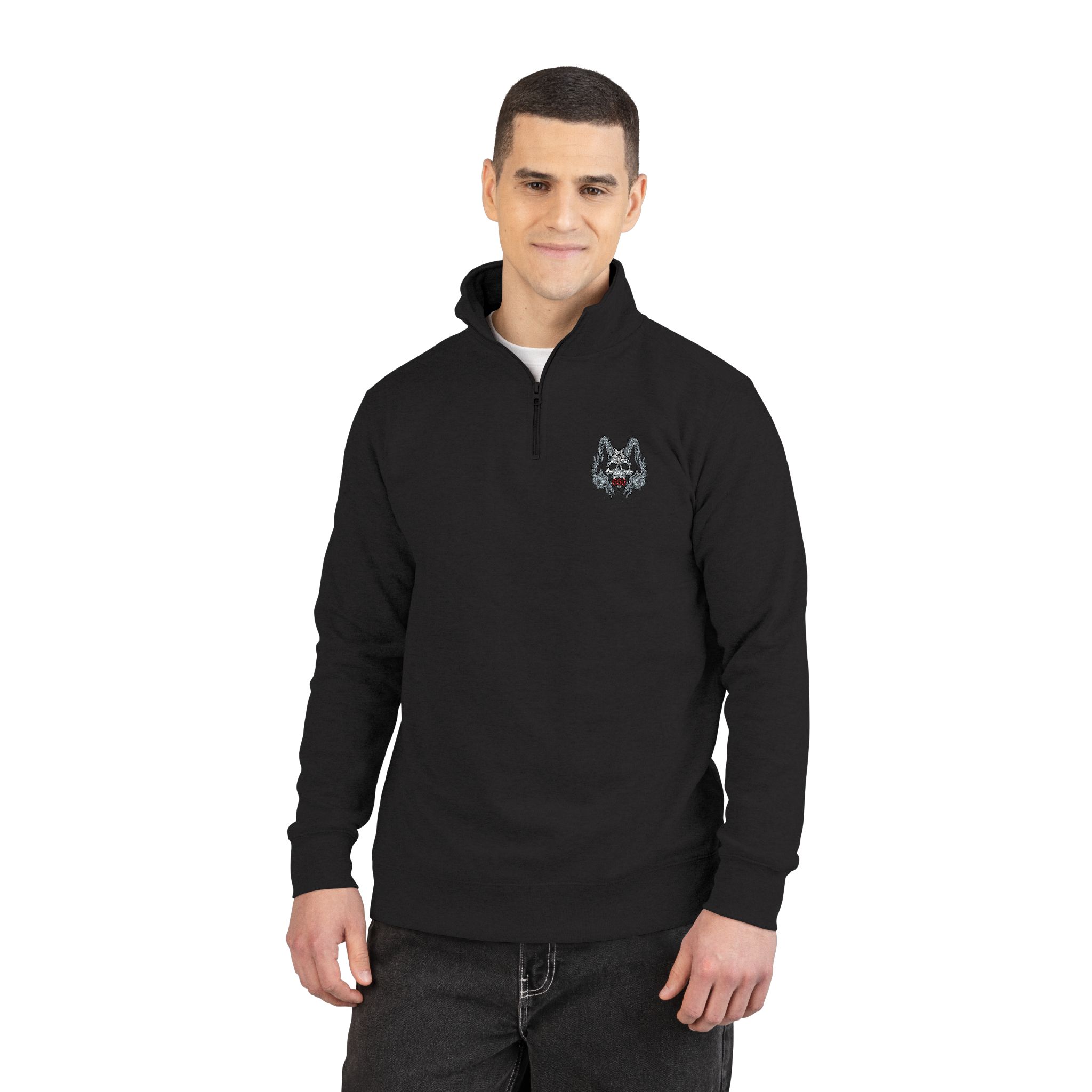 Gothic Sign With Skull Flowers Grunge Vintage Design T Shirts (3) Unisex Fleece Pullover Embroidery - Image 3