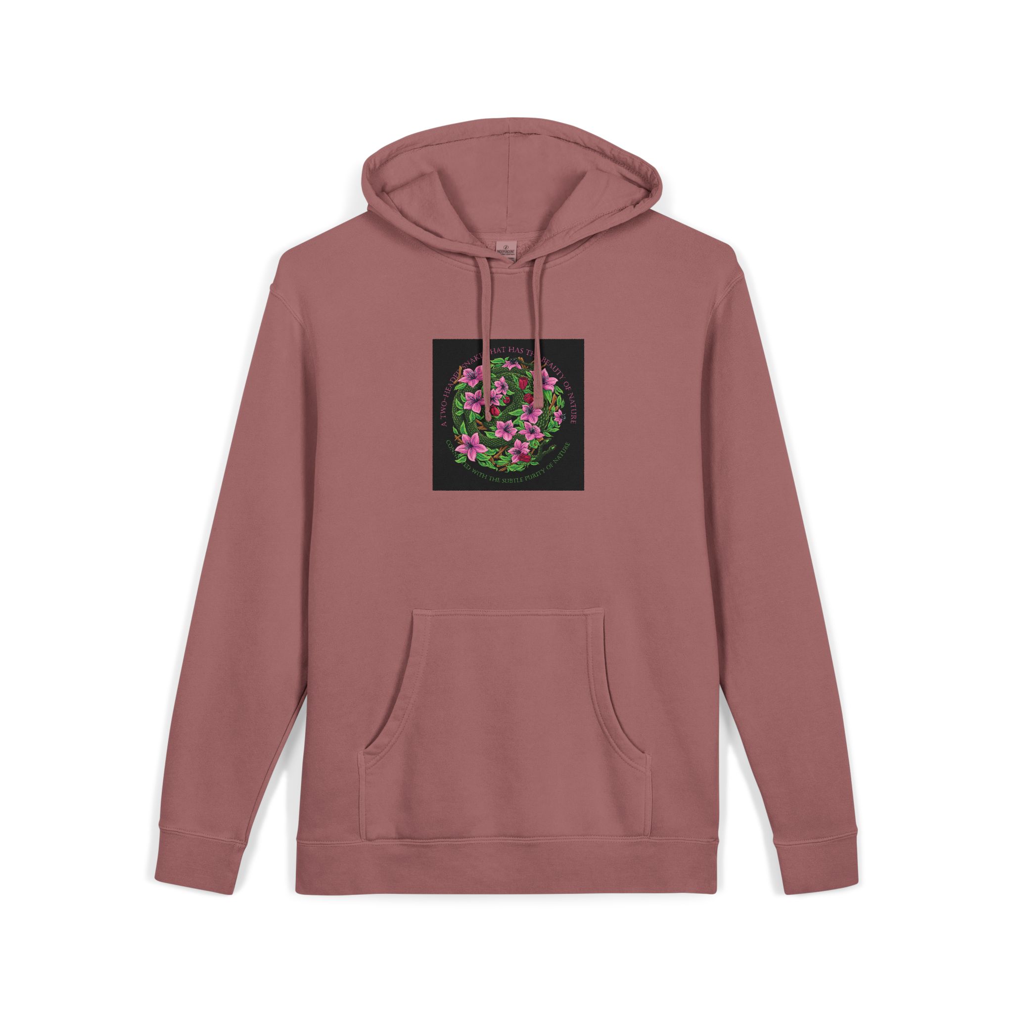 Two Headed Snake With Text Illustration Unisex Pigment Dyed Hoodie Embroidery - Image 31