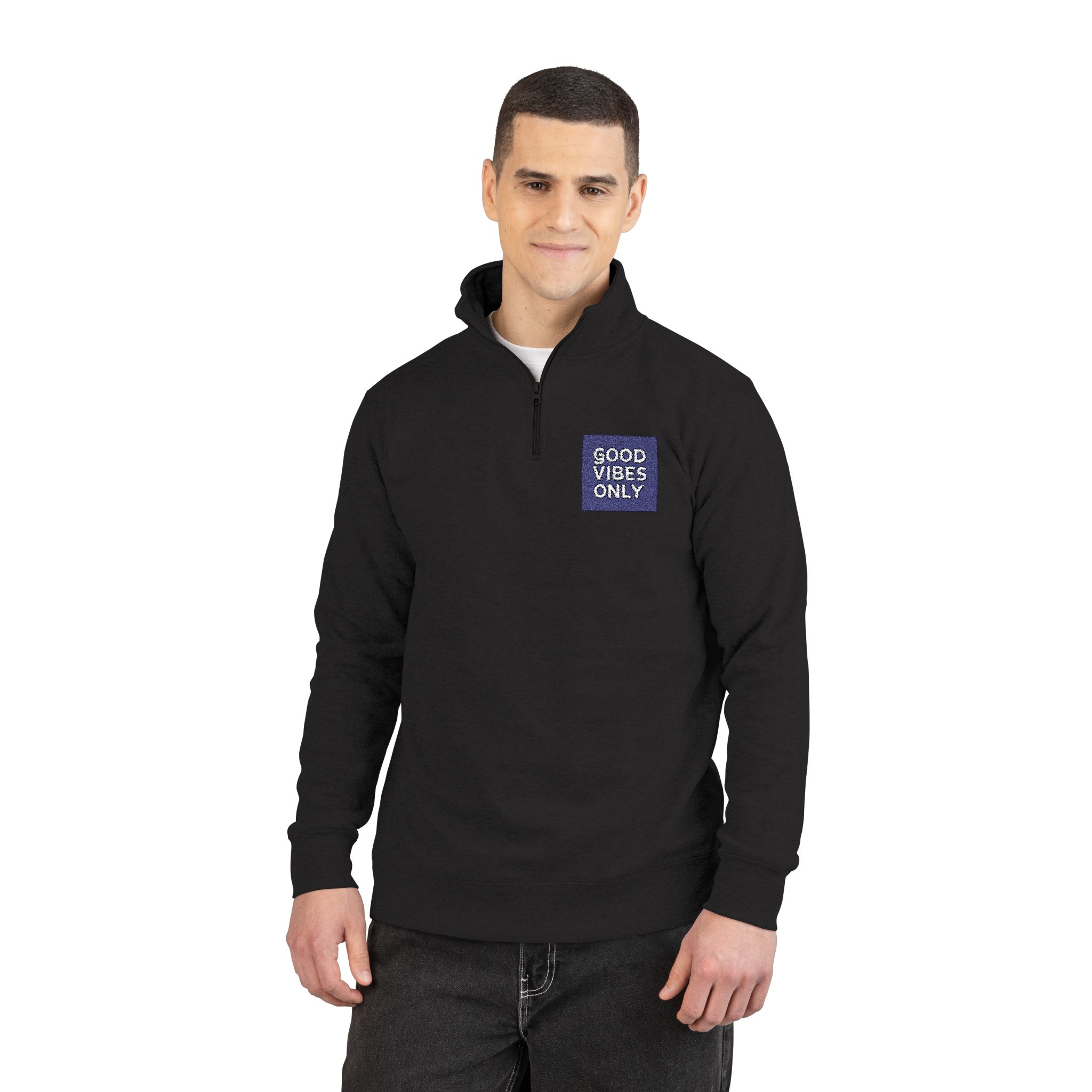Good Vibes Only Motivational Quotes Typography Unisex Fleece Pullover Embroidery - Image 3