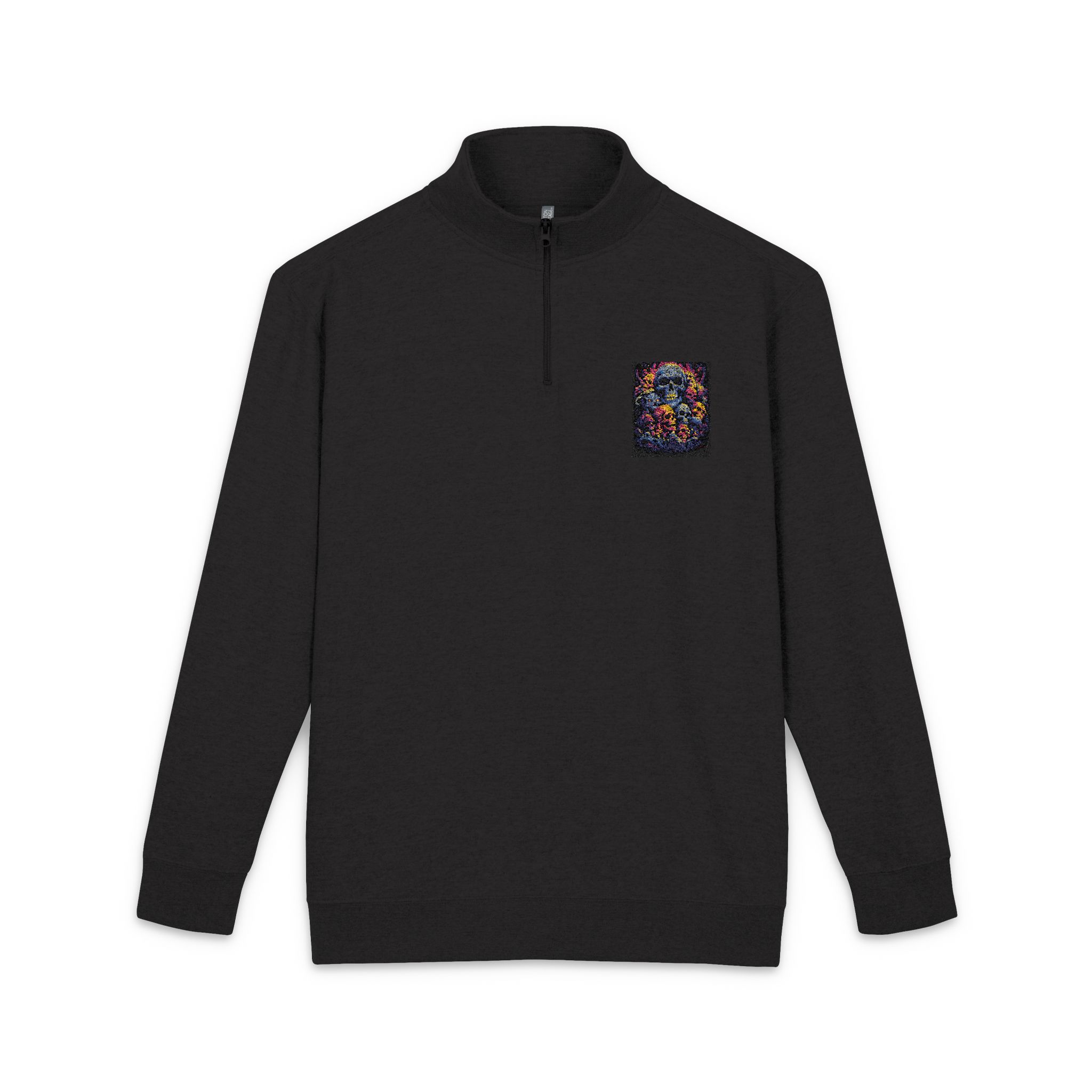 Colorful Human Skull Ai Design (1) Unisex Fleece Pullover Embroidery