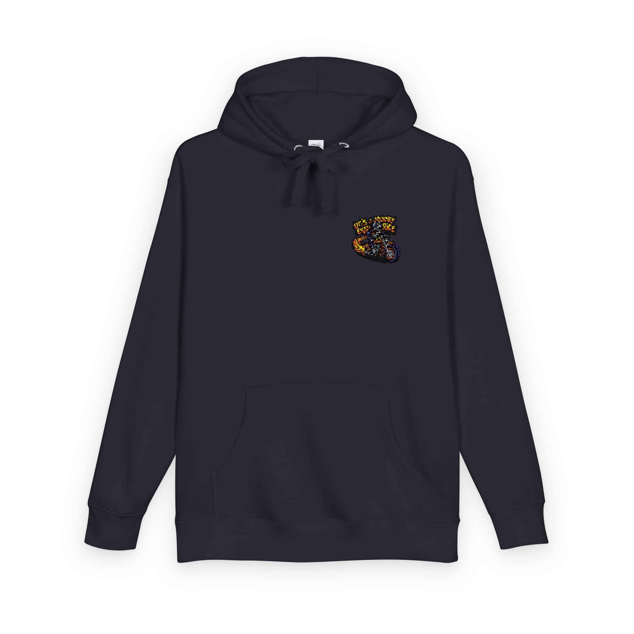 Skeleton Riding Flaming Motorcycle Unisex Fleece Hoodie - Image 22
