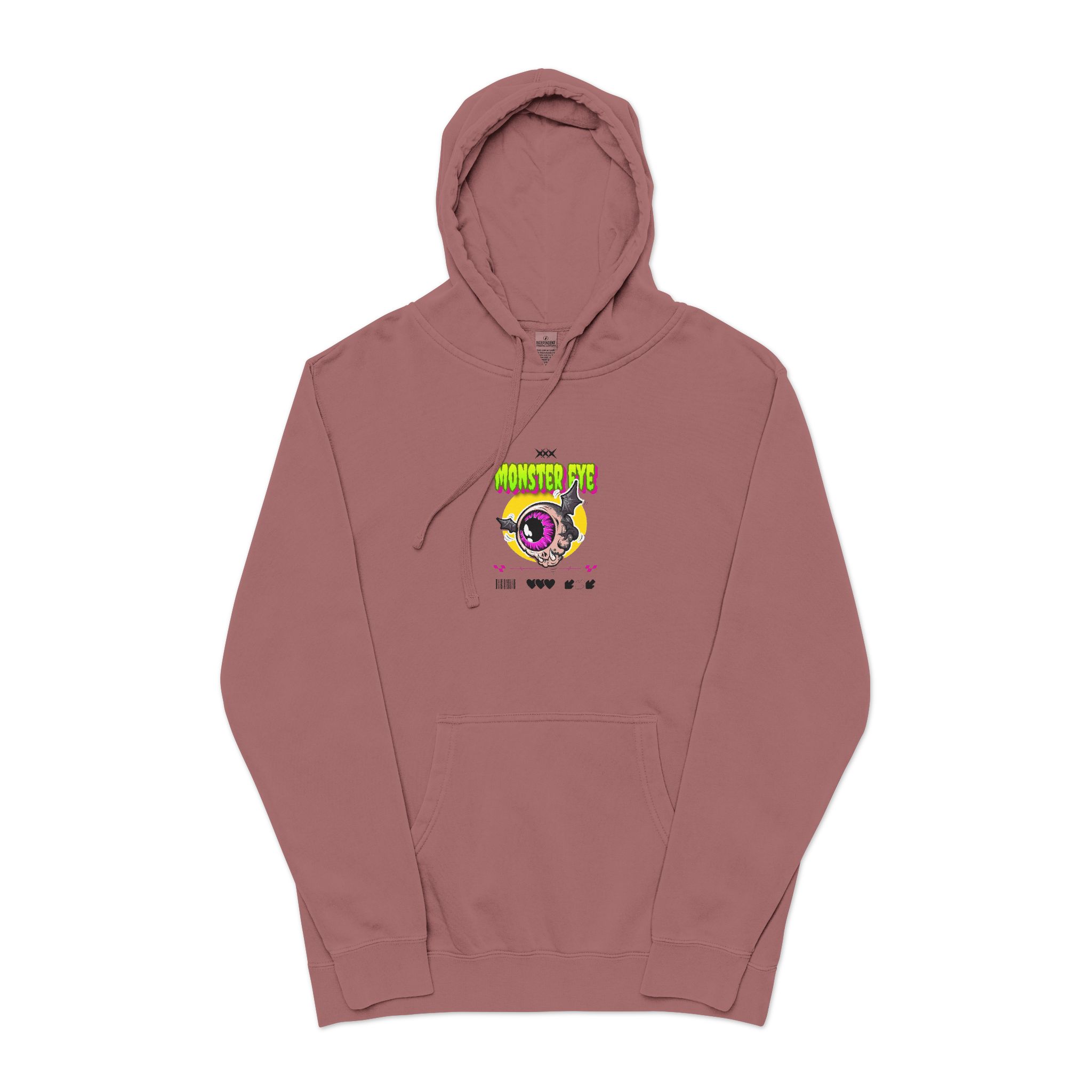 Typography Tshirt Design Monster Eye Unisex Pigment Dyed Hoodie Embroidery - Image 29