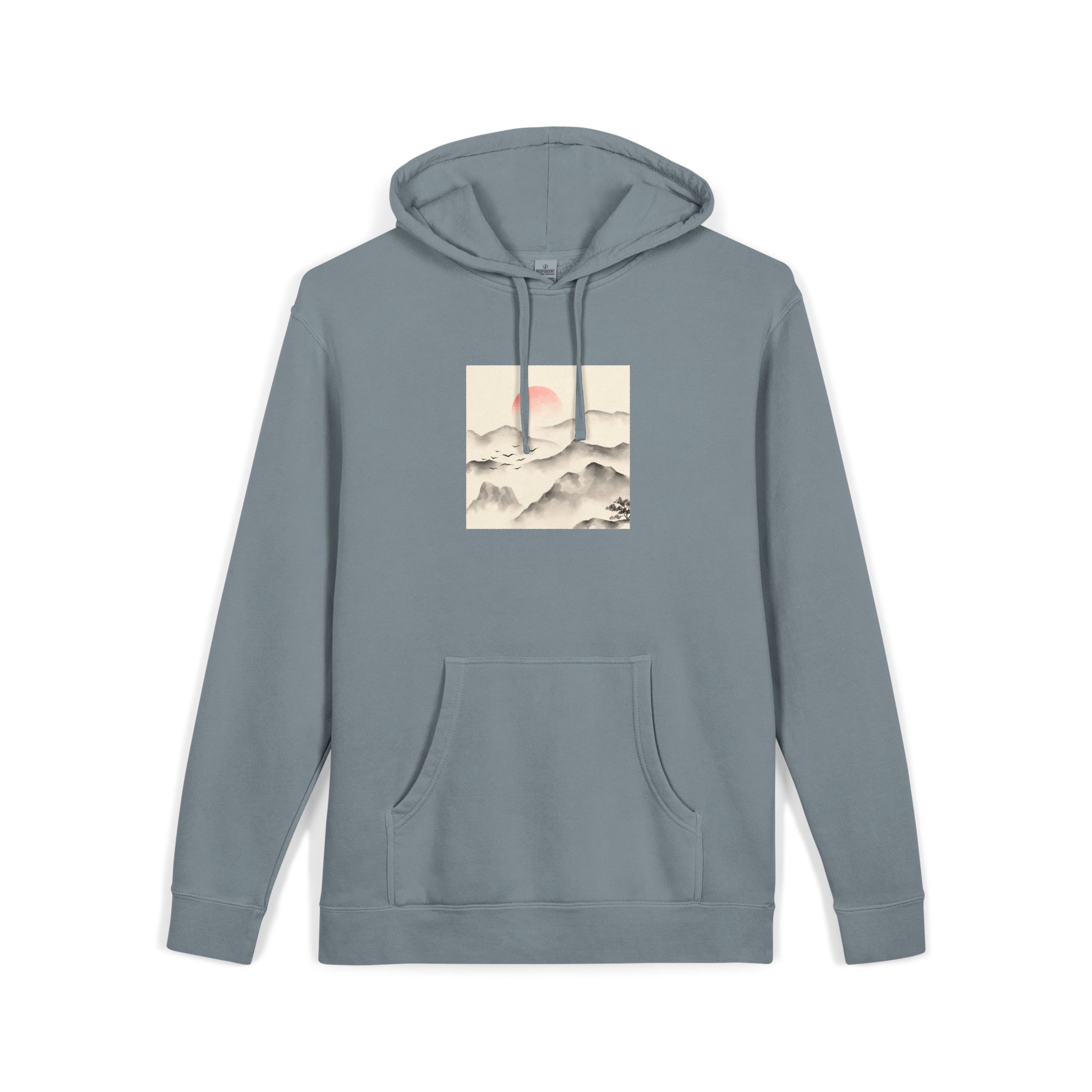 Watercolor Chinese Style Unisex Pigment Dyed Hoodie Embroidery - Image 23