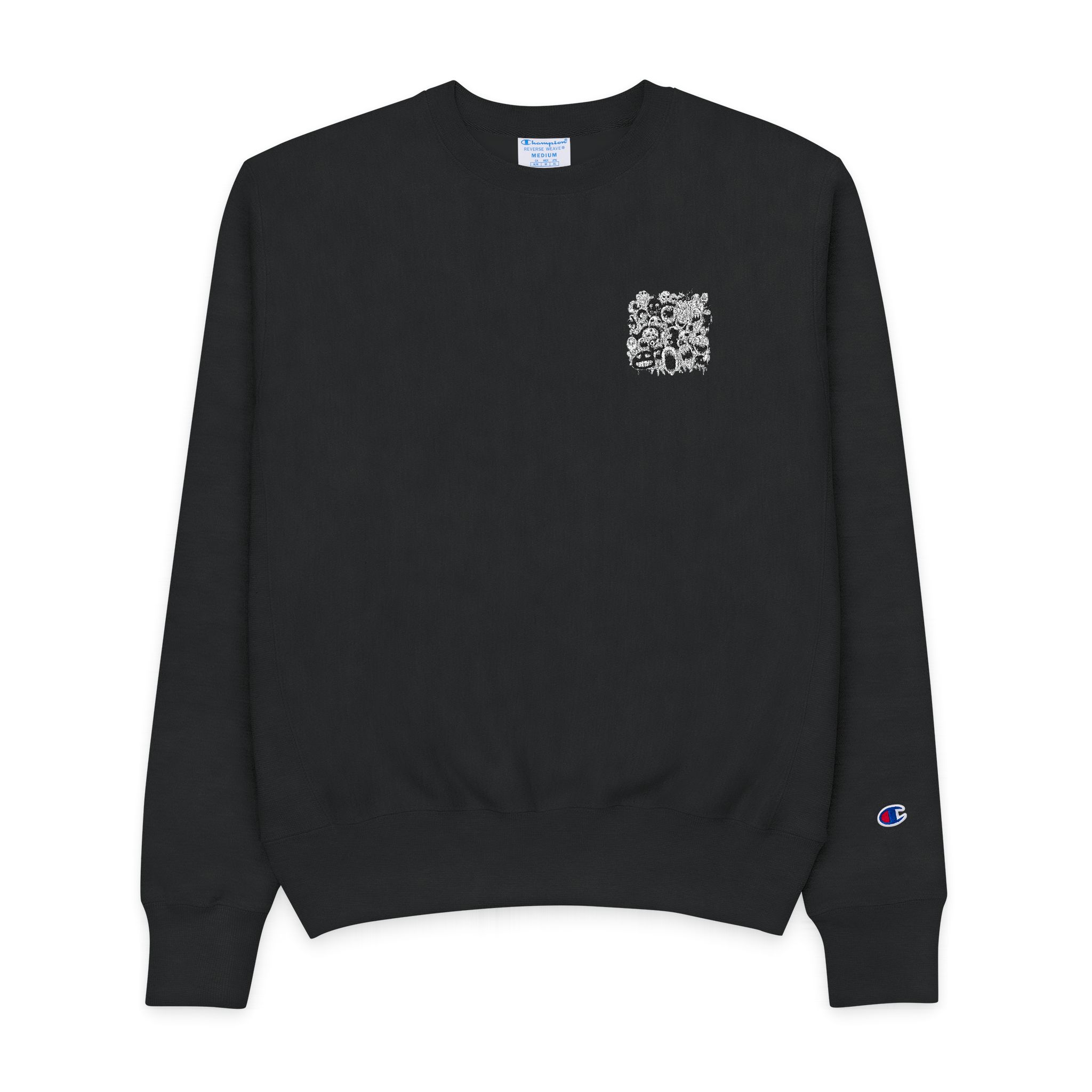Cluster Grotesque Cartoon Monsters With Open Mouths Fangs Mens Champion Crewneck Sweatshirt