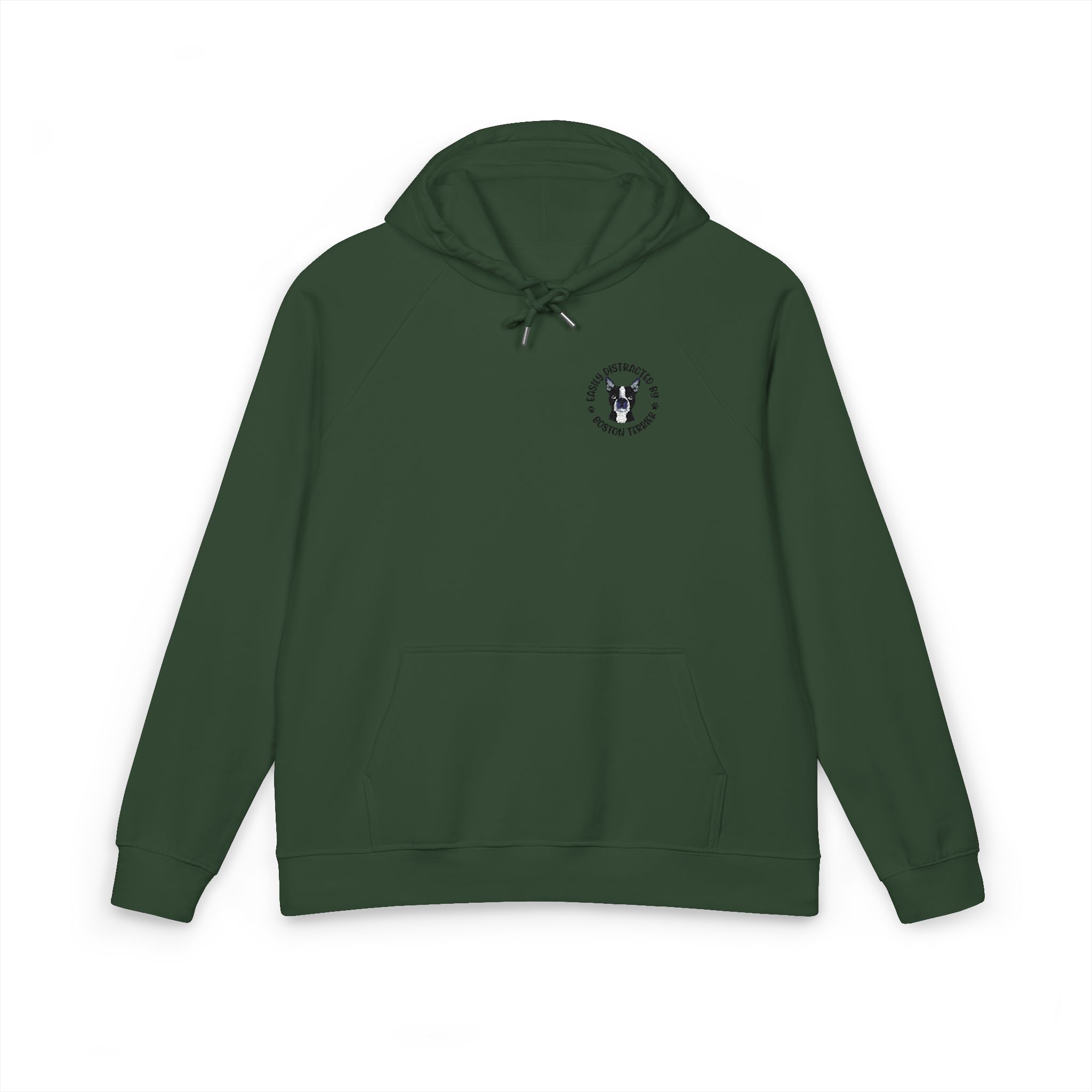 Easily Distracted By Boston Terrier Dog Unisex Eco Raglan Hoodie Embroidery - Image 13