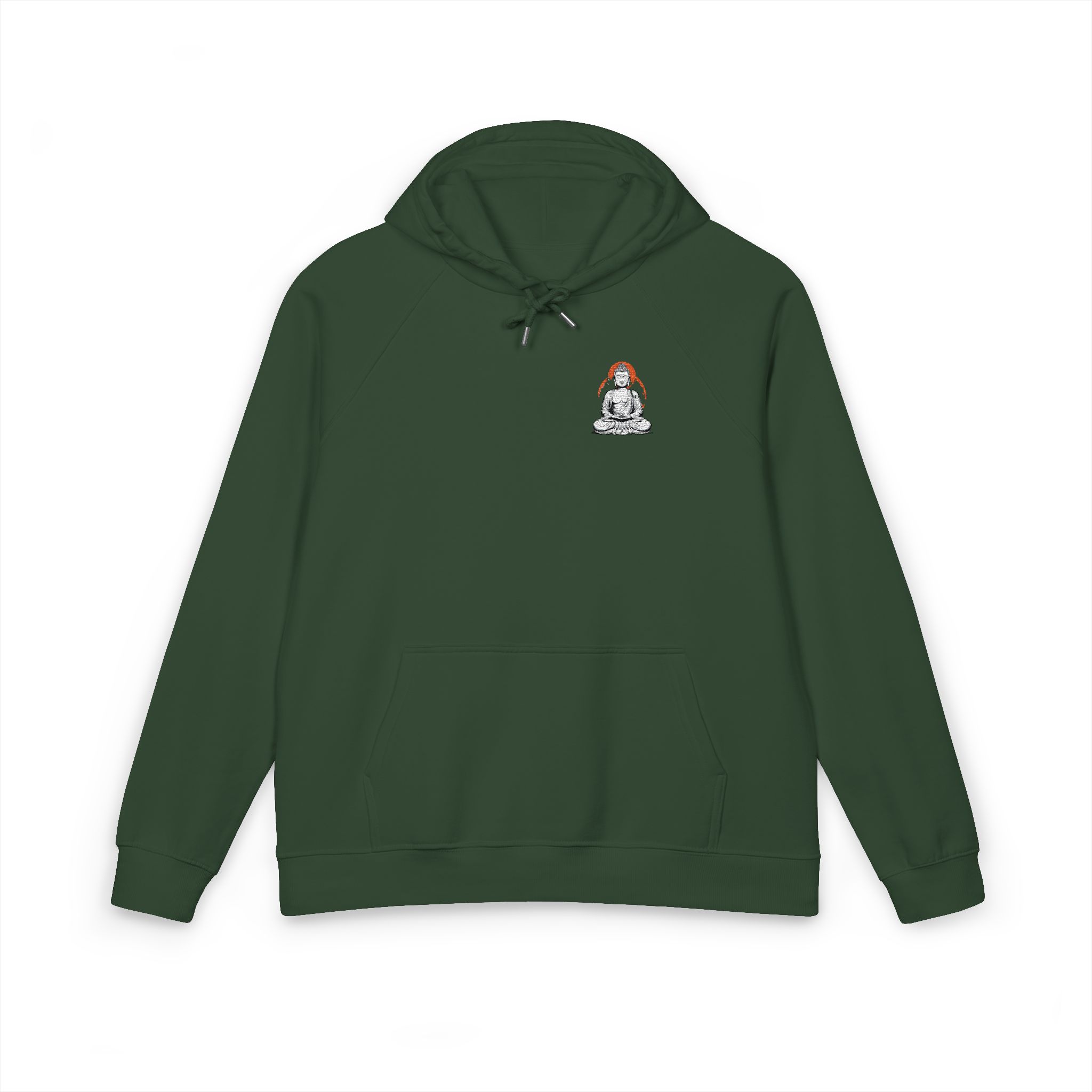 Serene Buddha Portrait Unisex Eco Raglan Hoodie Embroidery - Image 13