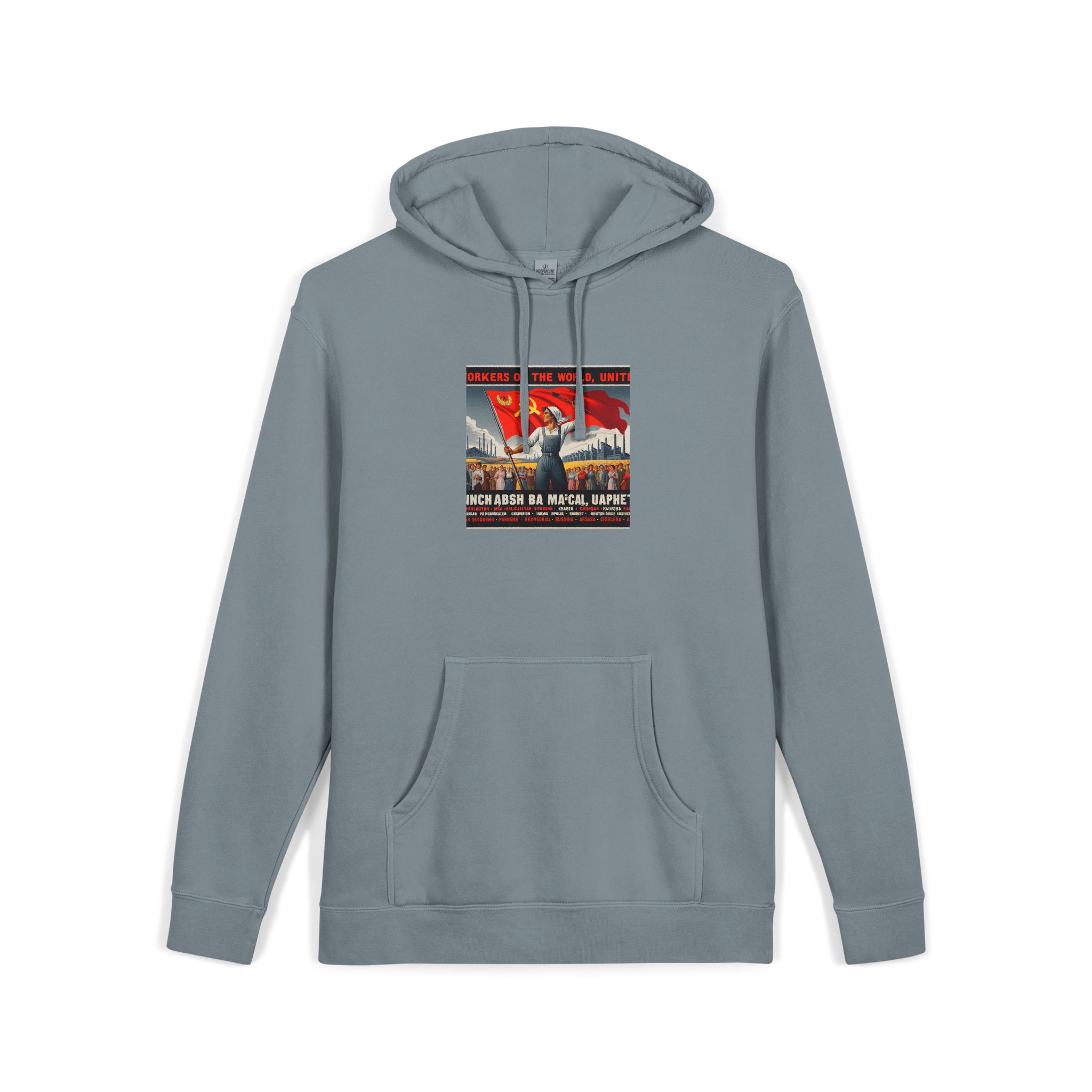 Workers of the World Unisex Pigment Dyed Hoodie Embroidery - Image 23