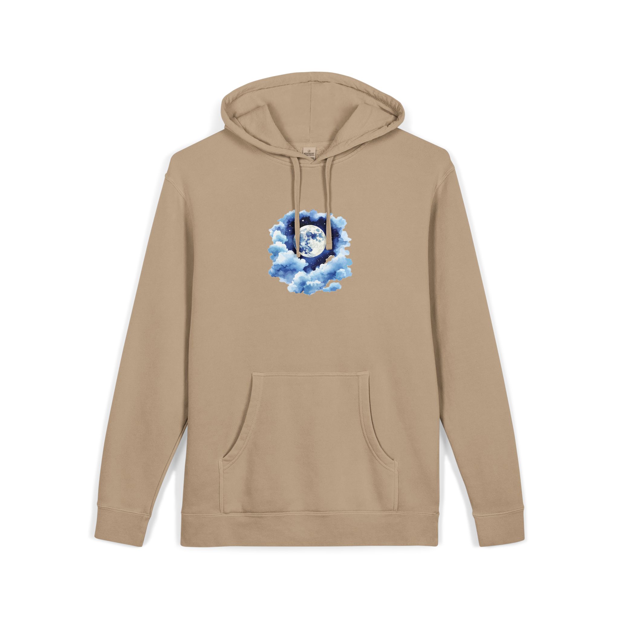 Watercolor Full Moon Clouds Elements Set Unisex Pigment Dyed Hoodie Embroidery - Image 7