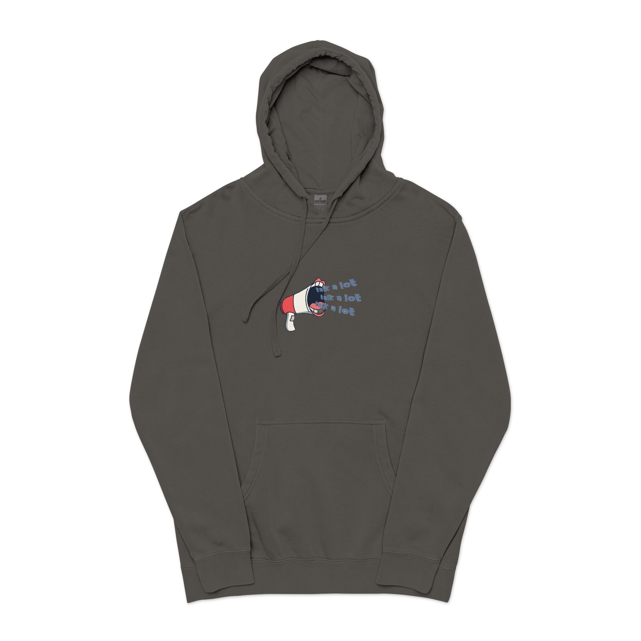 Talk A Lot Unisex Pigment Dyed Hoodie Embroidery - Image 25