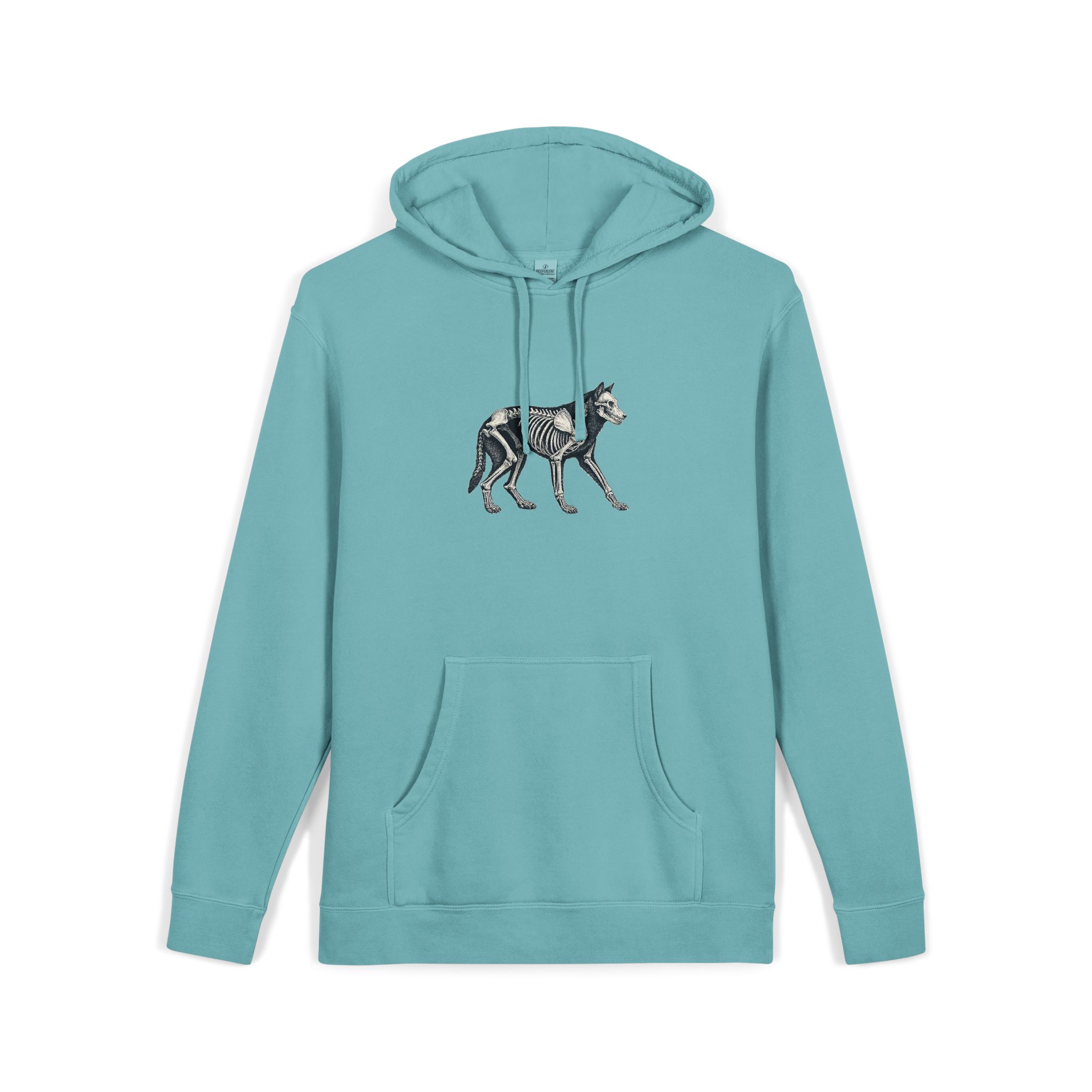 Vector Wolf Skeleton Illustration Vintage Engraving Style Unisex Pigment Dyed Hoodie Embroidery - Image 11