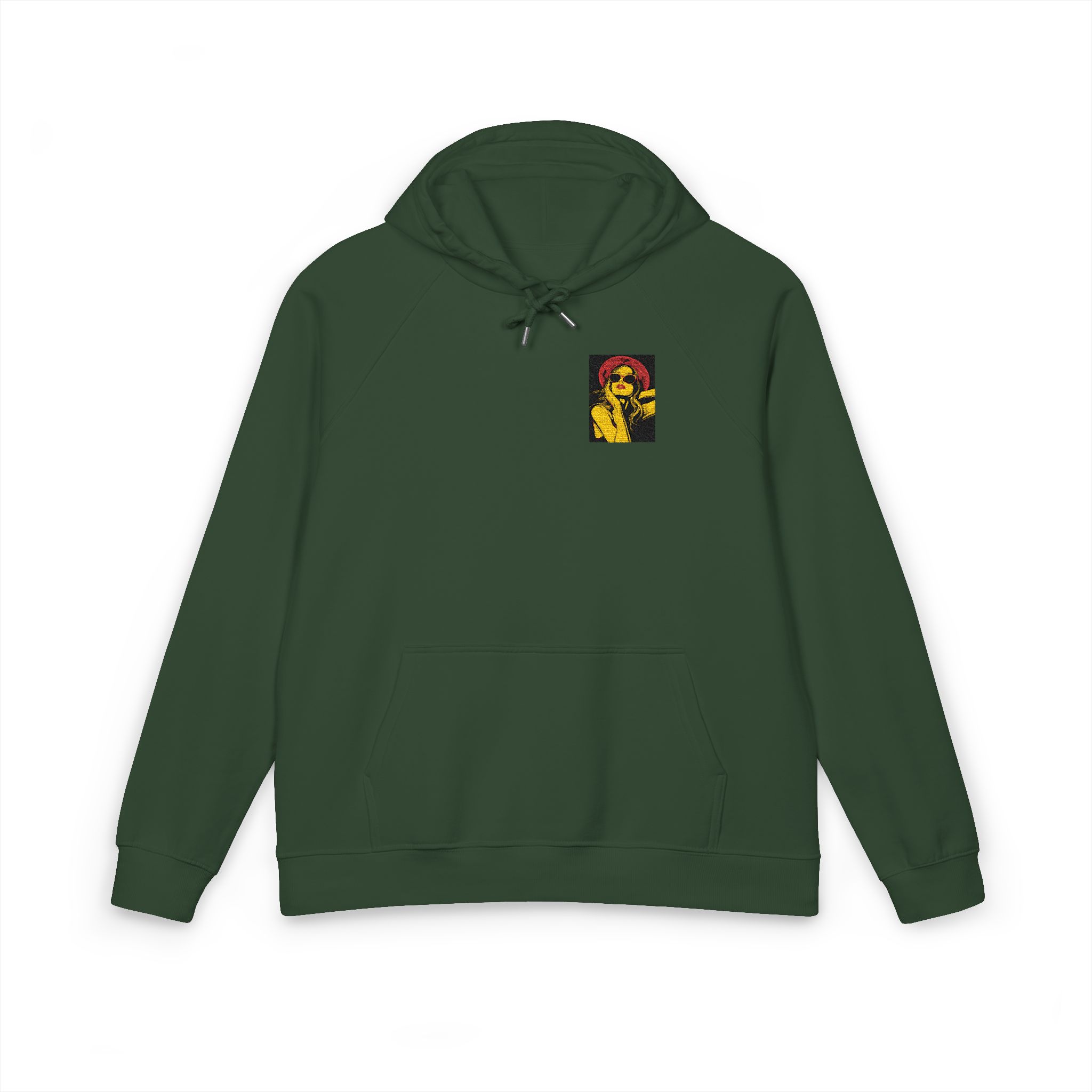 Woman With Sunglasses Unisex Eco Raglan Hoodie Embroidery - Image 13